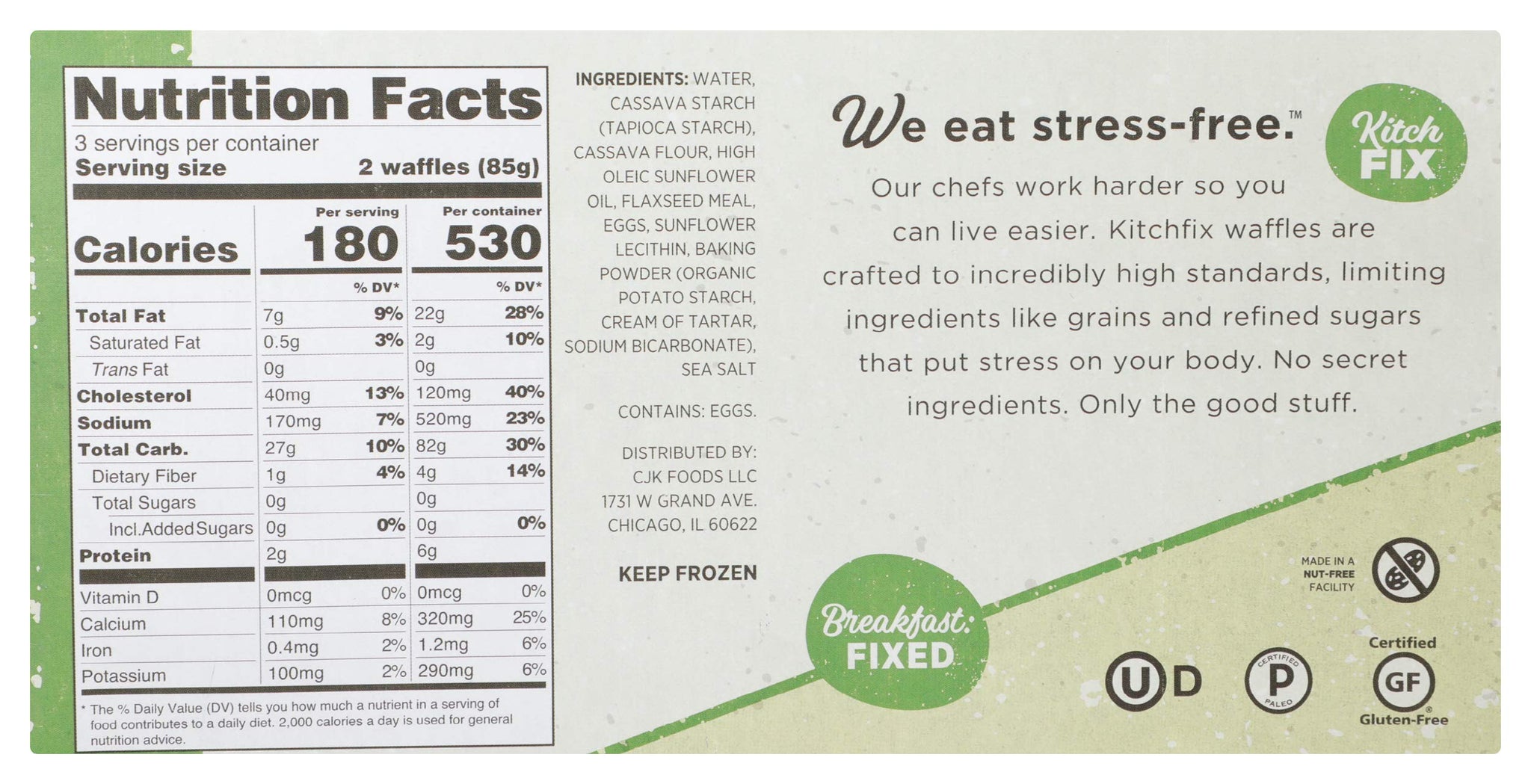 Kitchfix, Waffles Grain Free Original 6 Count, 9 Ounce