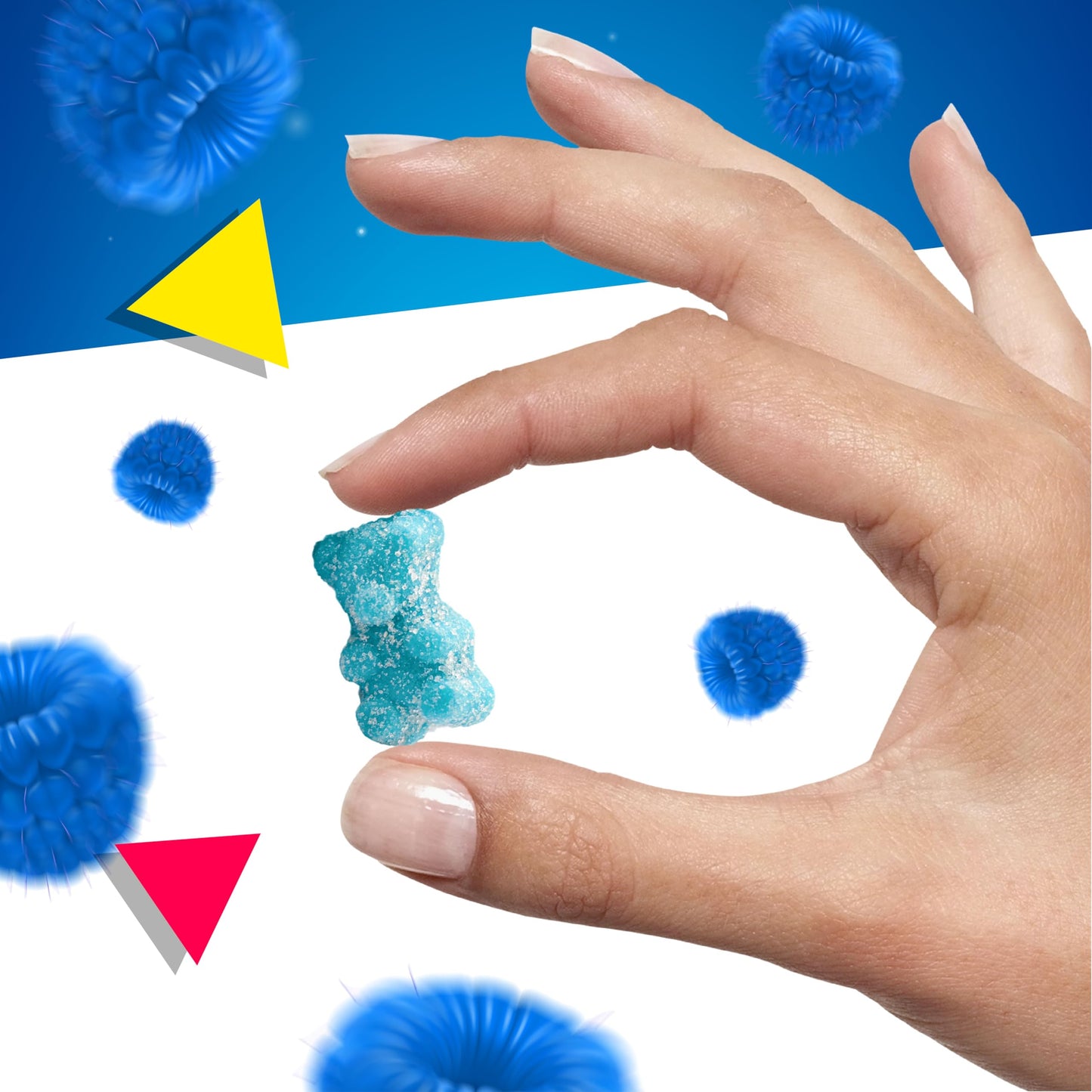 Sour Bears Gummy Candy | 1 Lb Bag | Blue Raspberry Jelly Candies | Gelatin Free Gummi Bears | Neon Blue Gummies for Gender Reveal, Baby Showers