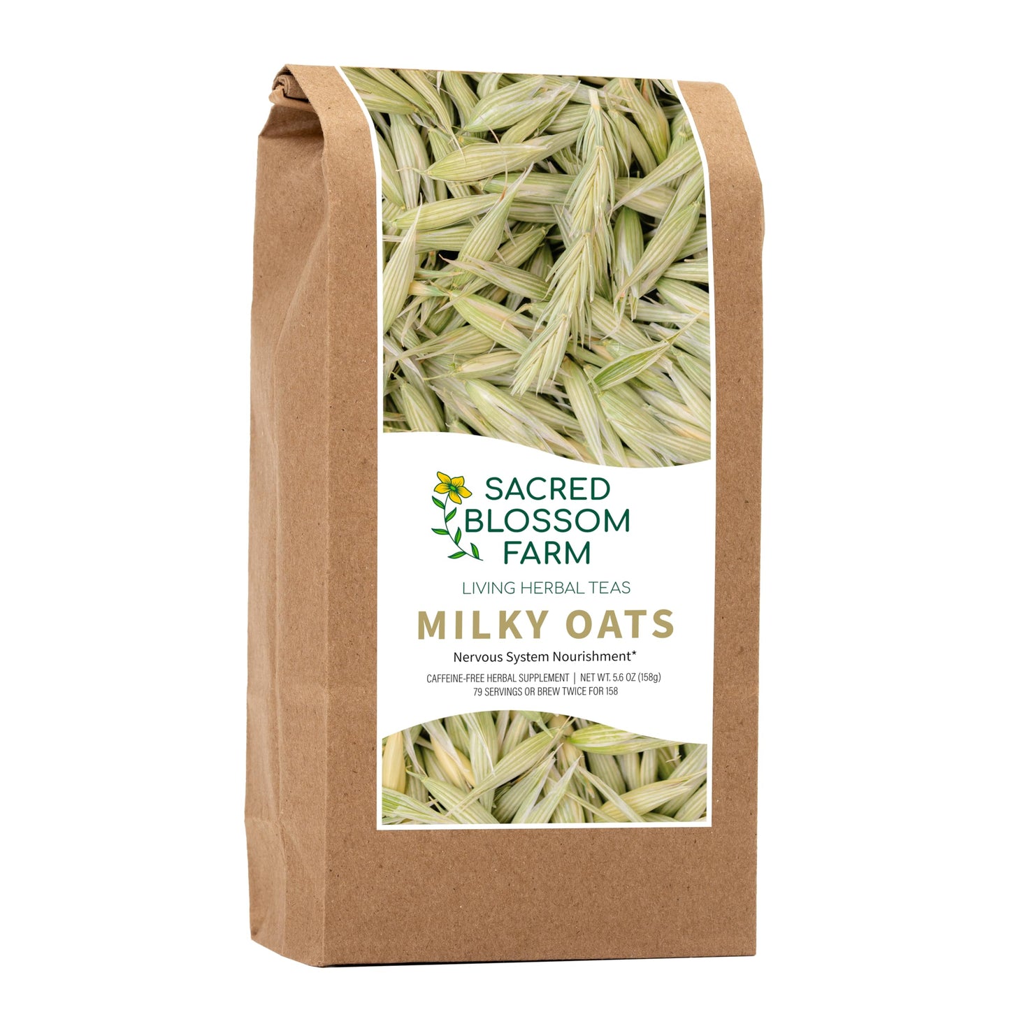 Milky Oats, Organically Grown in Wisconsin | 5.6 oz | 79 Servings | Sacred Blossom Farm | Herbal Tea & Medicinal Herbs | Loose Leaf | Regenerative