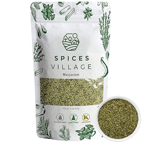 SPICES VILLAGE Dried Marjoram, Marjoram Spice, 1.4 oz, All Natural Fresh Mediterranean Spice, Herbal Tea - Kosher, Gluten Free, Vegan, Non GMO