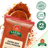 LAXMI Xtra Hot Kashmiri Chili Powder - Authentic Indian Red Chili Seasoning - NON-GMO & Natural - 14 oz Cooking Spice