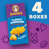 Annie's Macaroni and Classic Cheddar, Made with Organic Pasta and Real Cheese, 4 Ct, 24 oz