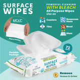 Juniper CLEAN 24 Pack Surface Cleaning Wipes with Bleach, All-Purpose Cleaner for Bathroom, Kitchen, Office, 1728 Count Soft Flow, Fresh Scent, Lint