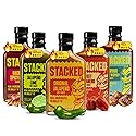 Stacked Hot Sauce Variety Pack - Original Jalapeño, Sweet Habanero, Jalapeño Lime, Bacon Spicy BBQ, and Teriyaki - Pack of 5, 6.7 fl oz Each - Real