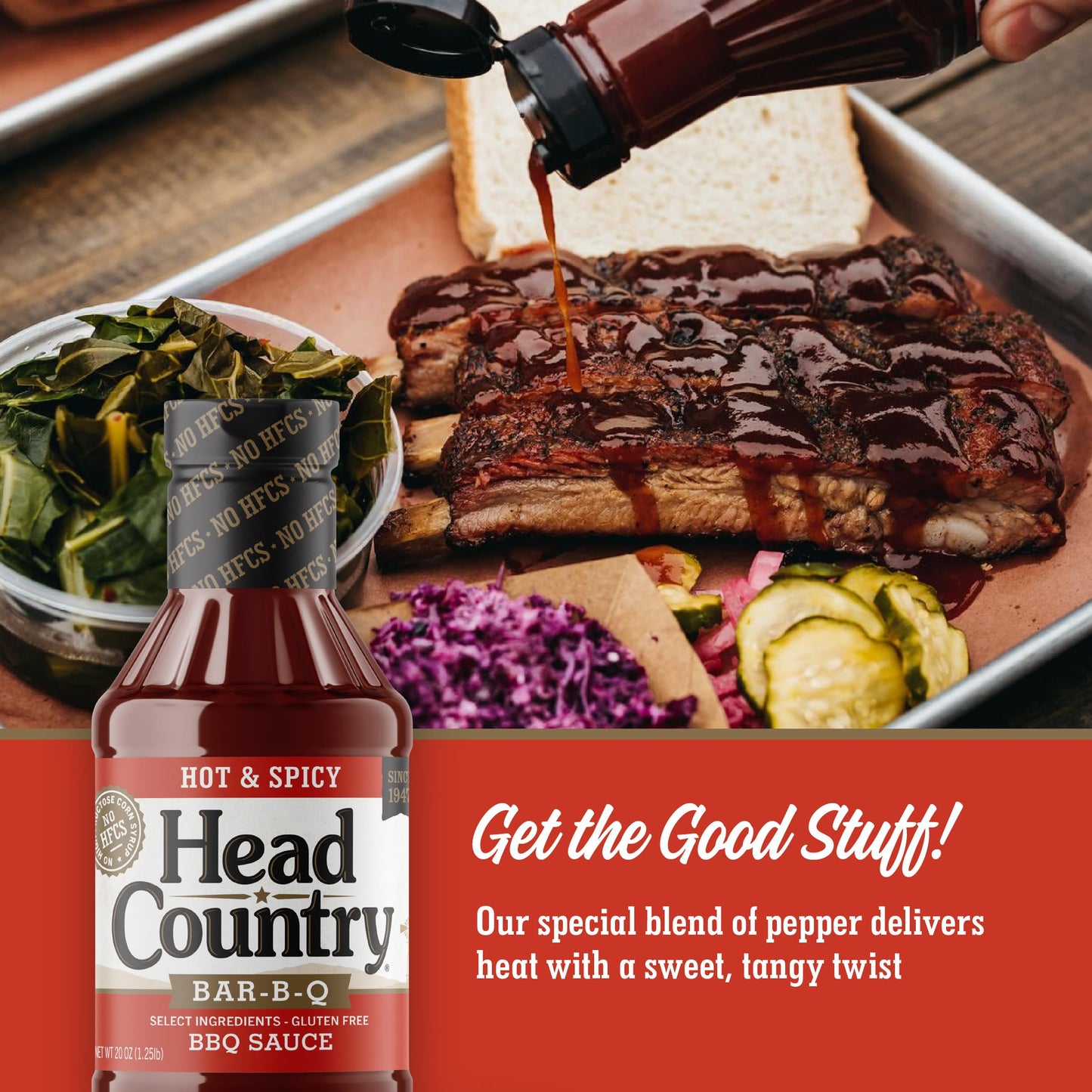 Head Country Hot & Spicy BBQ Sauce | 20 Ounce Bottle | Barbecue Sauce