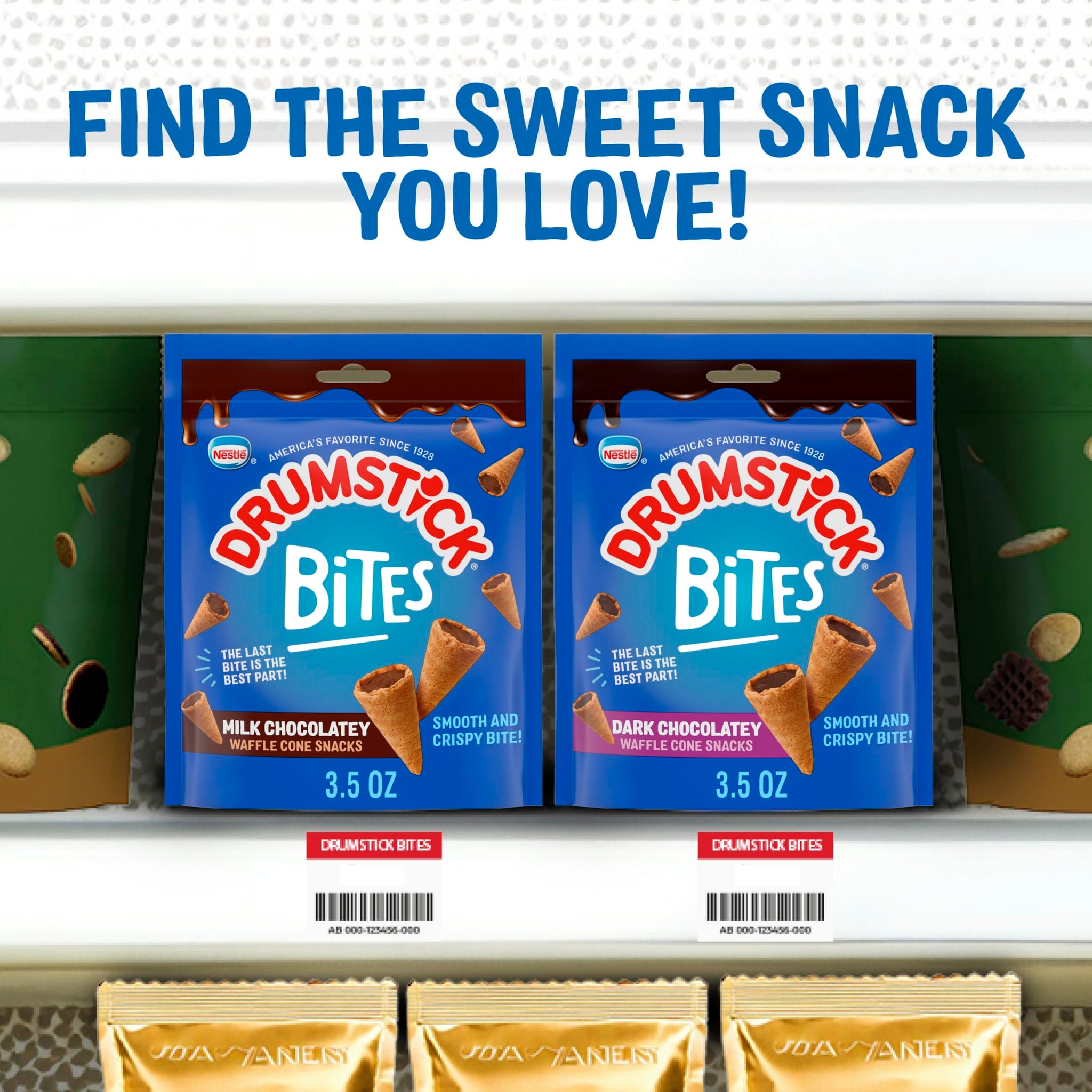 Drumstick Bites Dark Chocolatey Waffle Cone Snacks, Chocolate Dessert, Pantry Snacks