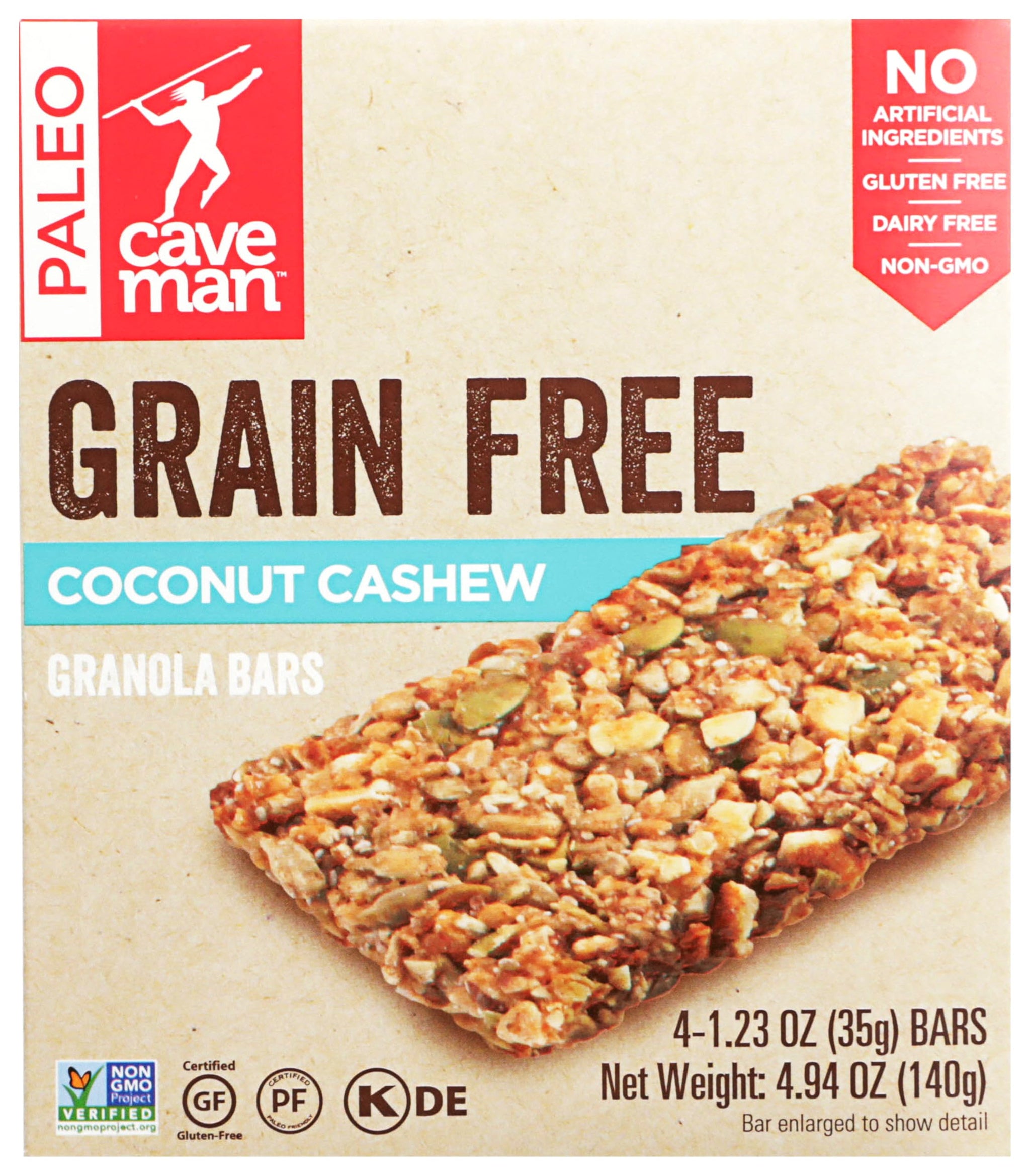 Caveman Bar Coconut Cashew Granola Bars 4 Count, 1.23 OZ