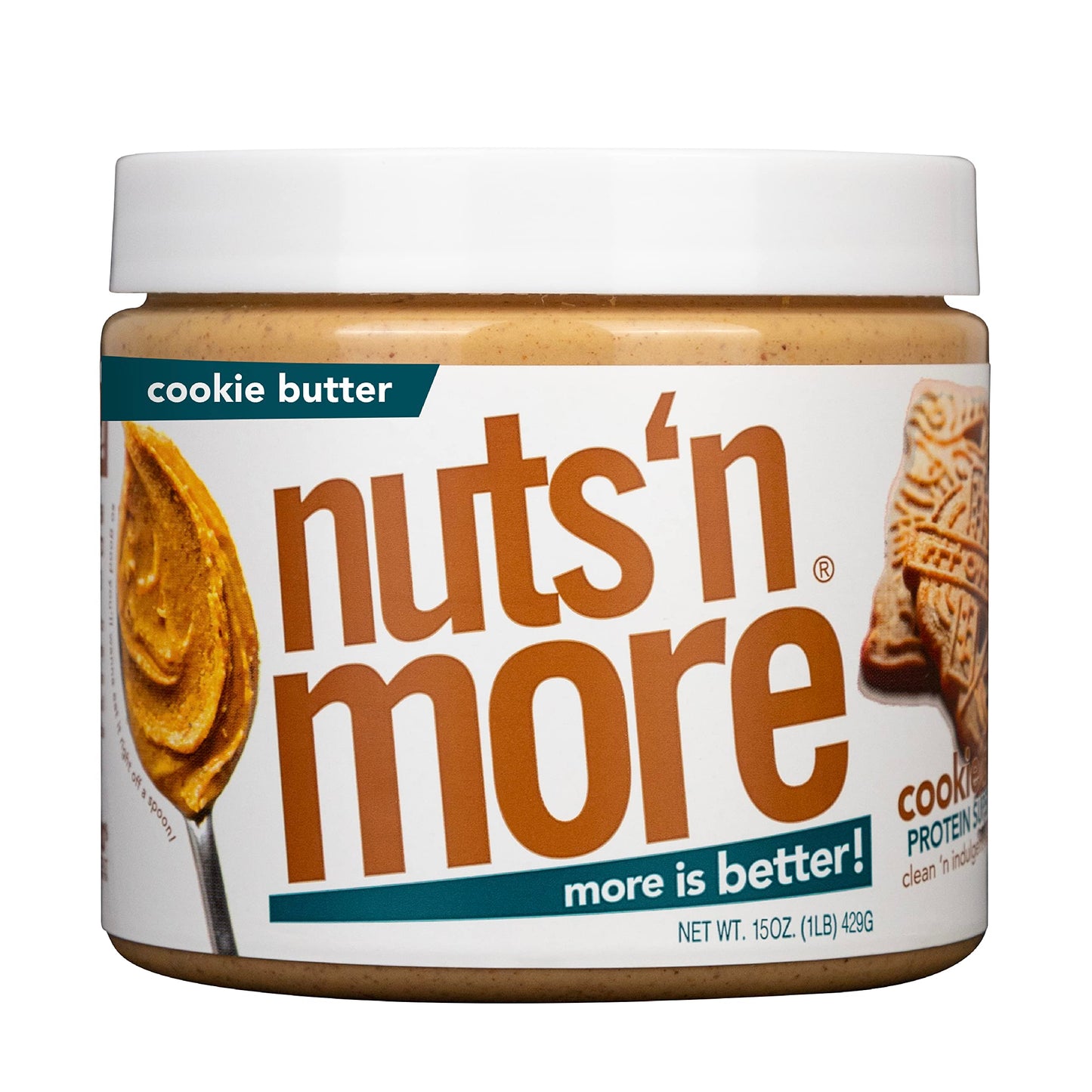 Nuts ‘N More Cookie Butter Peanut Butter Spread - High Protein, Low Carb, Low Sugar, Gluten Free, Non-GMO, All-Natural Nut Butter Snack (15oz Jar)