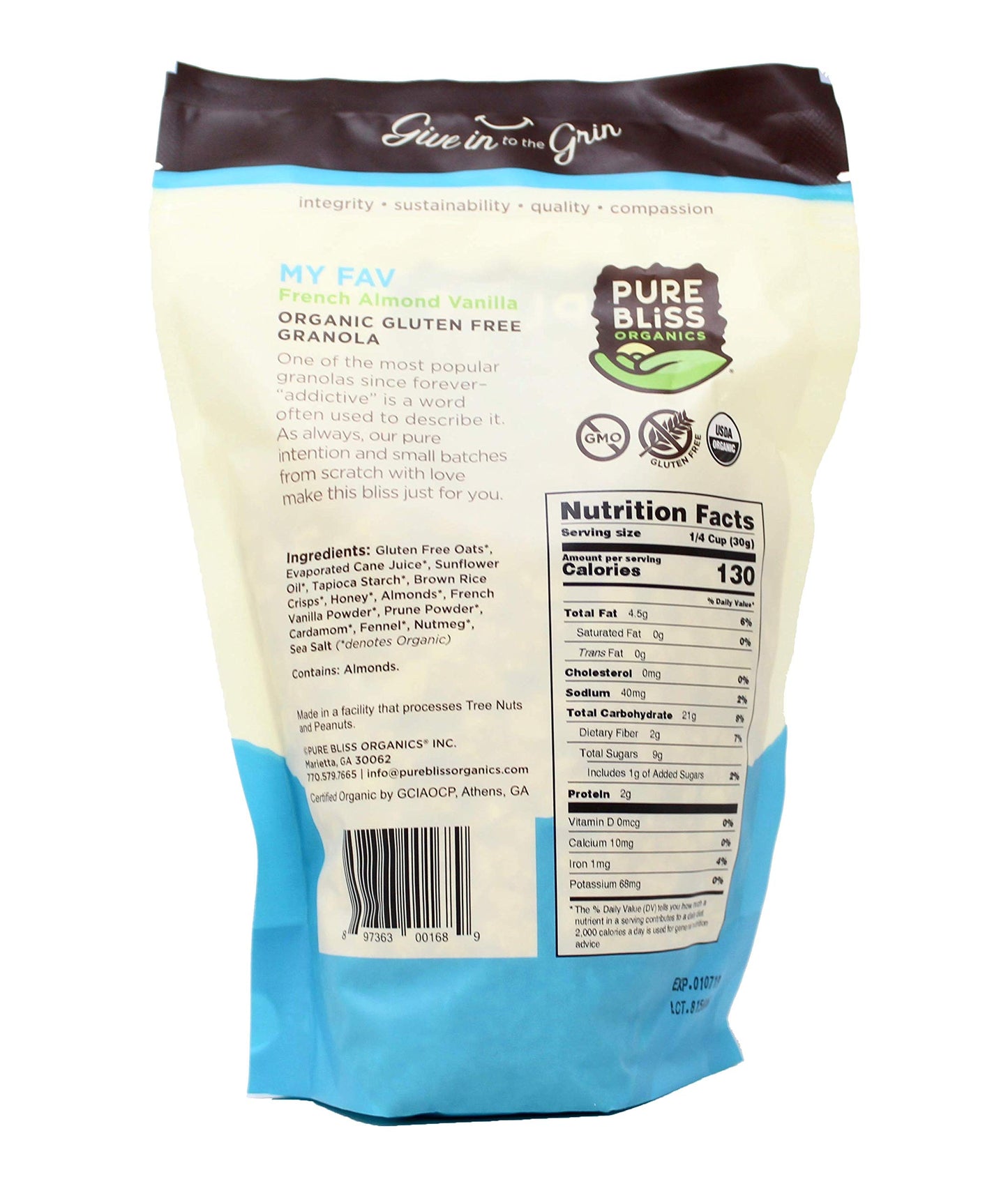 Pure Bliss Organics, My Fav Organic Granola (French Almond Vanilla) Pouch, 11 oz
