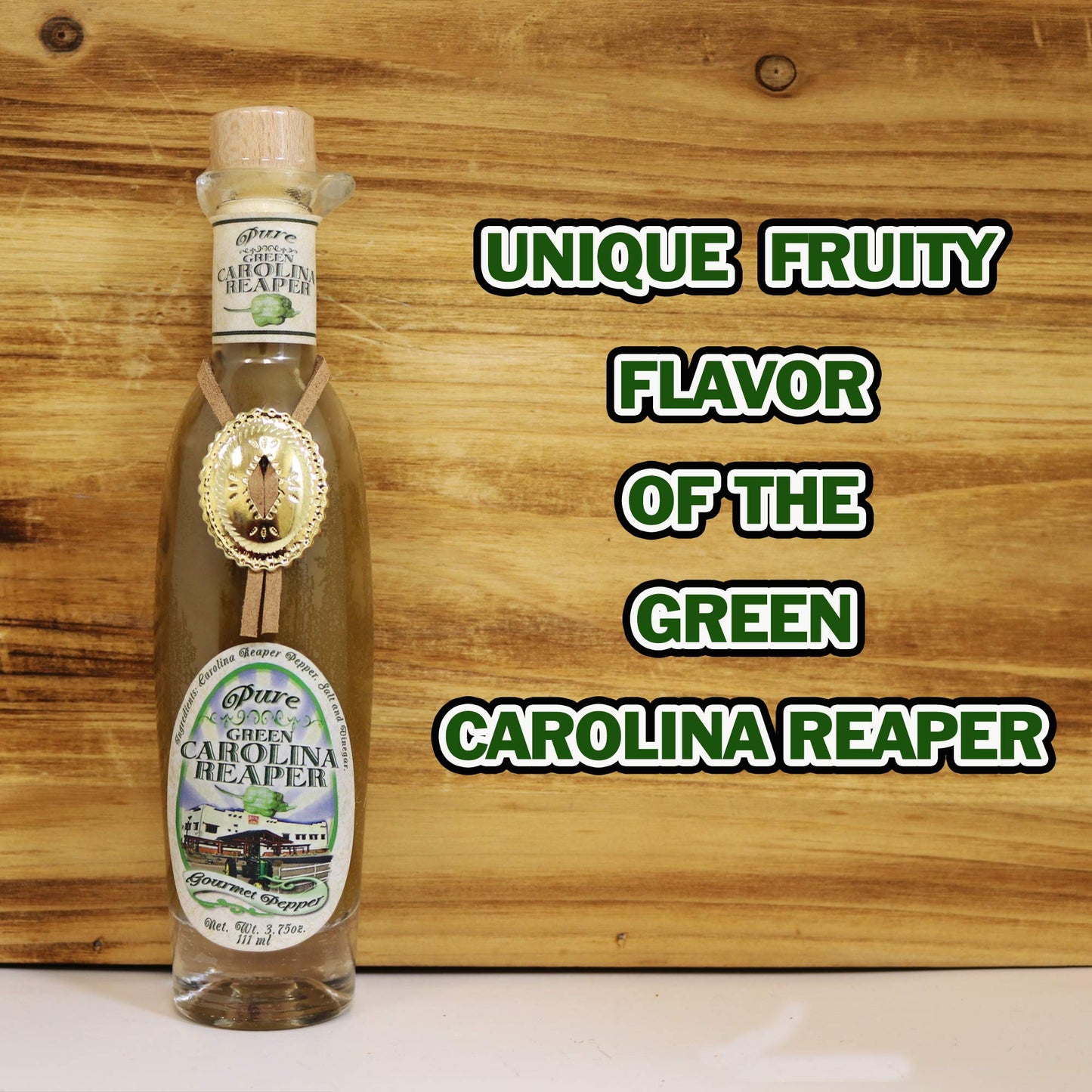 Carolina Reaper Sauce, Pure Hot Sauce, Green Carolina Reaper Hot Sauce, 3.75oz (Green Carolina Reaper Pepper)