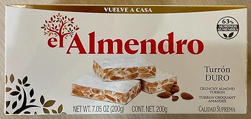El Almendro Crunchy Almond Turron (3 PACK 7.05oz Each Bar)