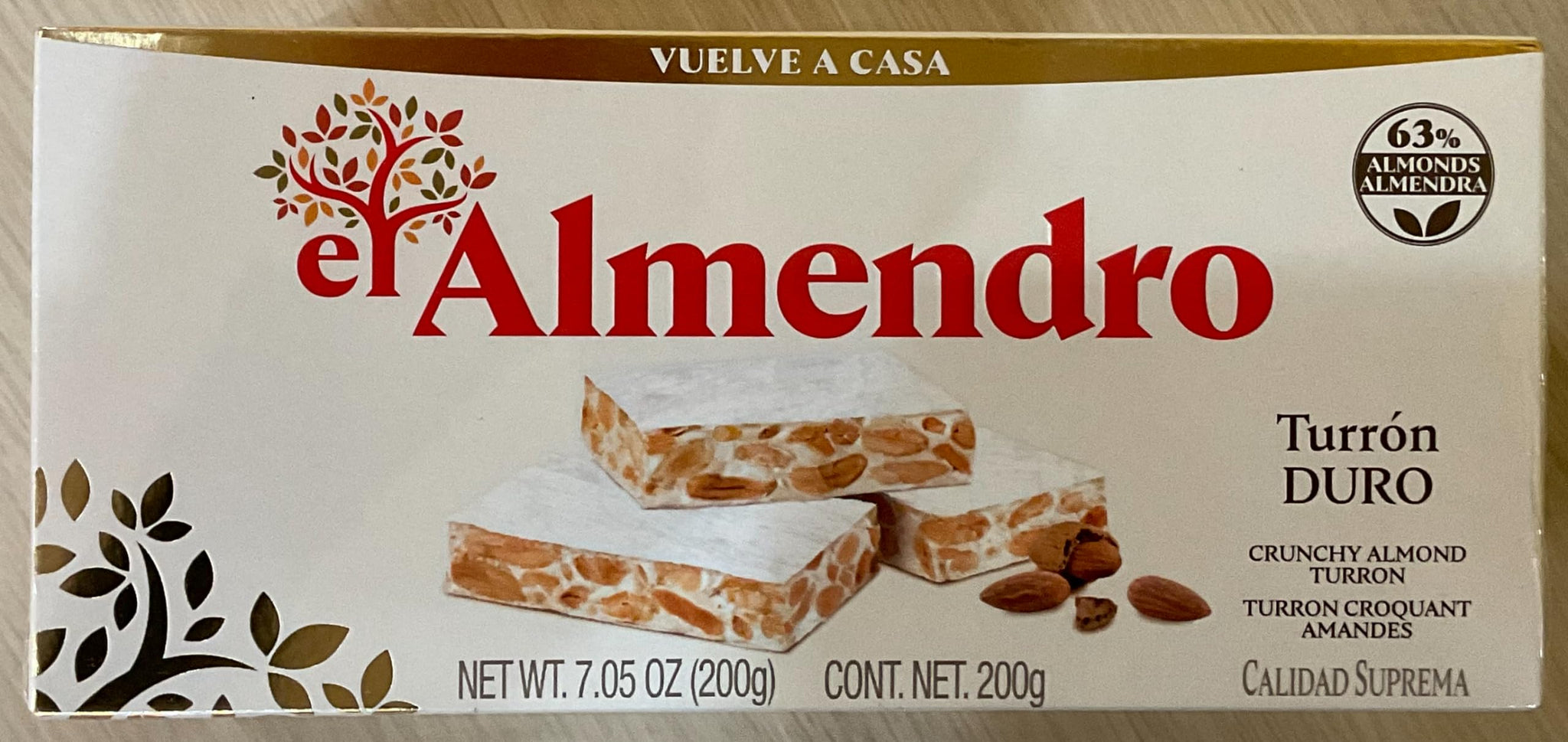 El Almendro Crunchy Almond Turron (3 PACK 7.05oz Each Bar)