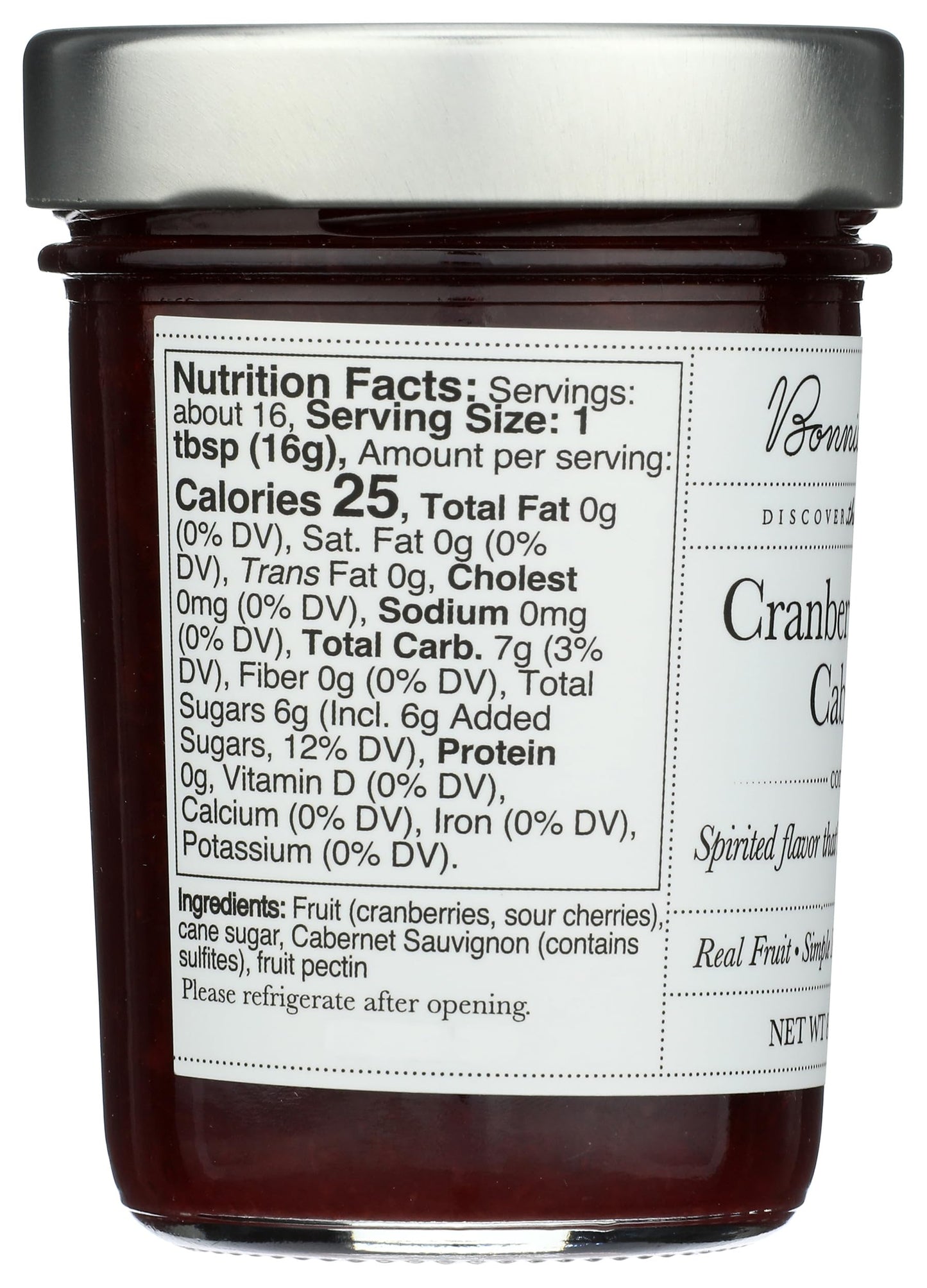 BONNIES JAMS Jam Cranberry Cherry Cabernet, 8.75 OZ