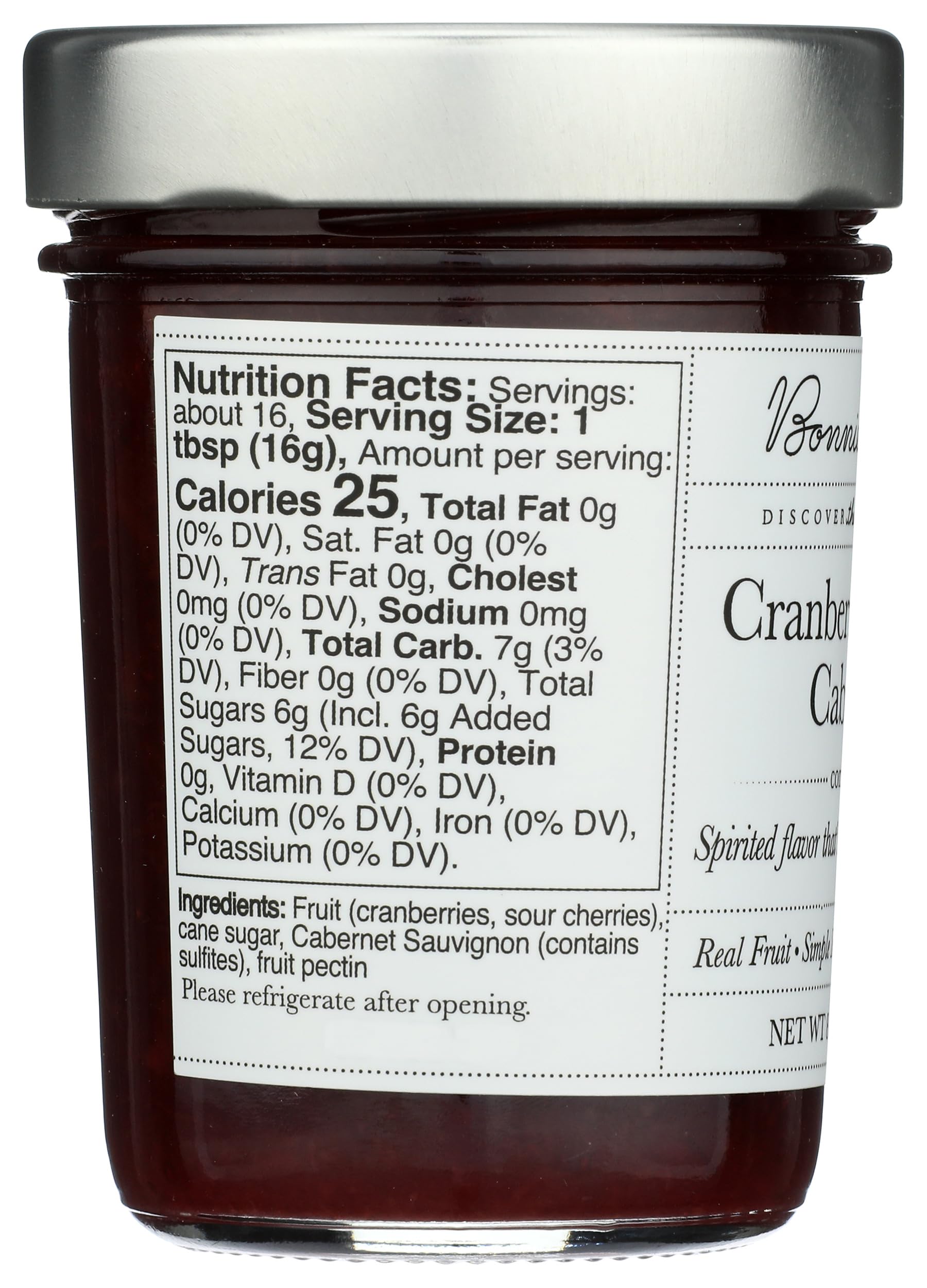 BONNIES JAMS Jam Cranberry Cherry Cabernet, 8.75 OZ