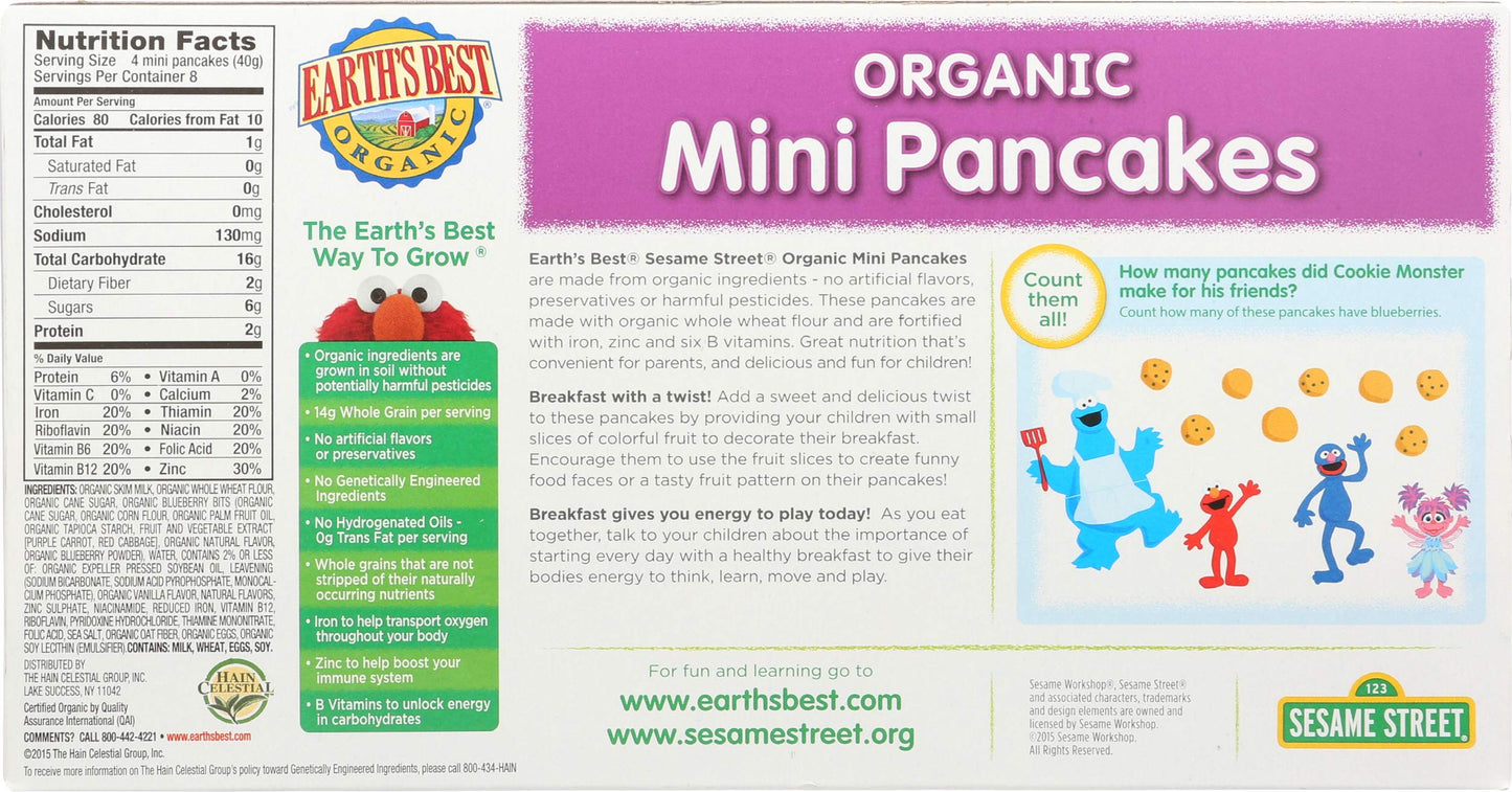 Earth's Best Organic Sesame Street Mini Blueberry Pancakes, 11.3 oz. Box