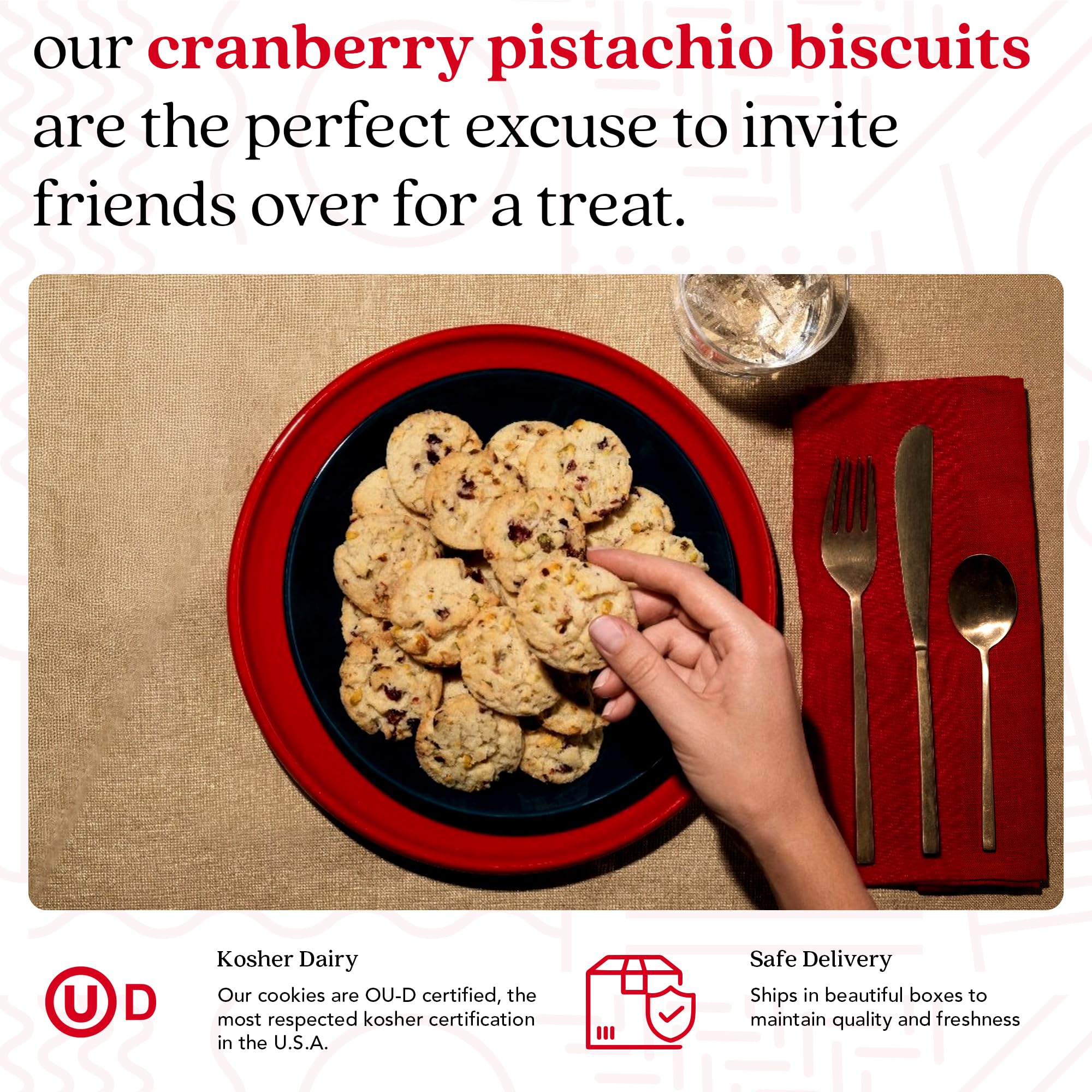 David's Cookies Cranberry Pistachio Biscuits Sweet Sampler Tin - Irresistible Crunch, Snacks And Bakery Treats - Ideal for Snacking And Gifting