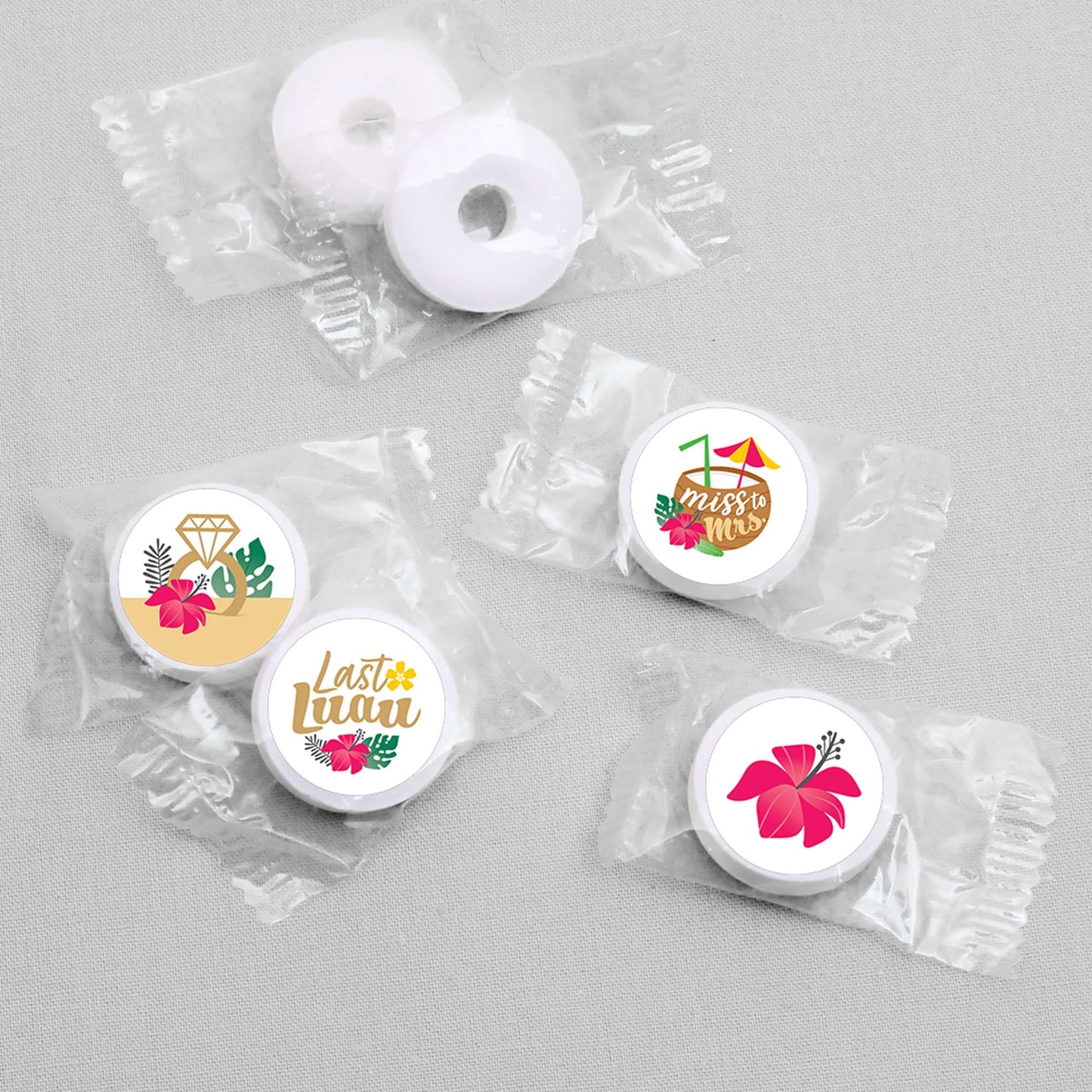 Big Dot of Happiness Last Luau - Tropical Bachelorette Party and Bridal Shower Round Candy Sticker Favors - Labels Fit Chocolate Candy (1 Sheet