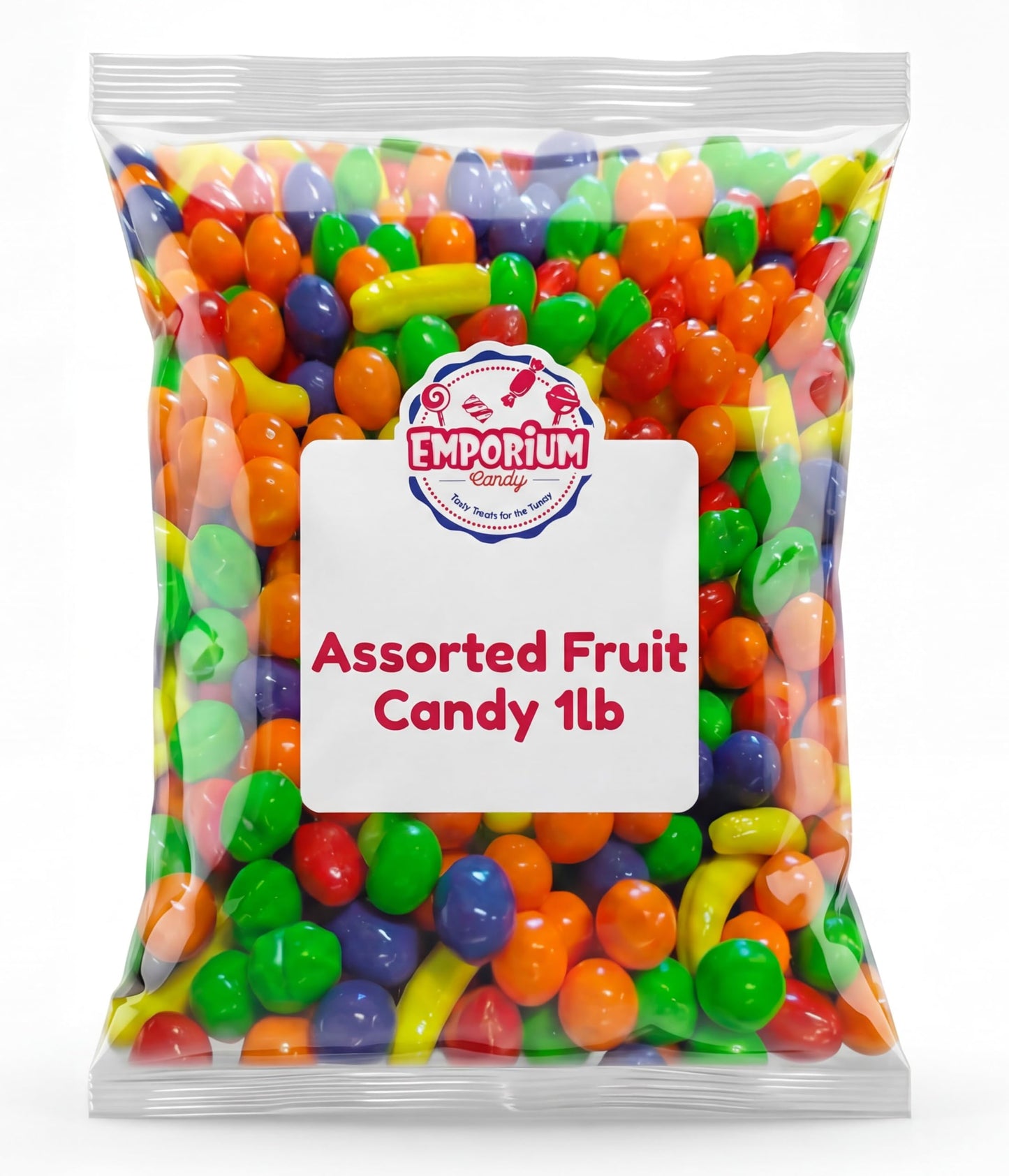 1 lb Bulk Mini Fruit Shaped Candy - Fruity Crunchy Candy in Banana, Strawberry, Orange, Grape & Apple Flavors | Classic Nostalgic Mix