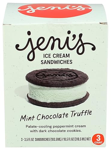 Jenis Splendid Ice Creams Mint Chocolate Truffle Frozen Dessert Sandwich 3 Count, 10.5 FZ