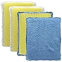 LOLA Microfiber & Nylon Net Sponges, 4 Pack, 2 Dual Sided Non Scratch Sponge Pads & 2 w/Microfiber Cloth One Side and Netting on the Other Side