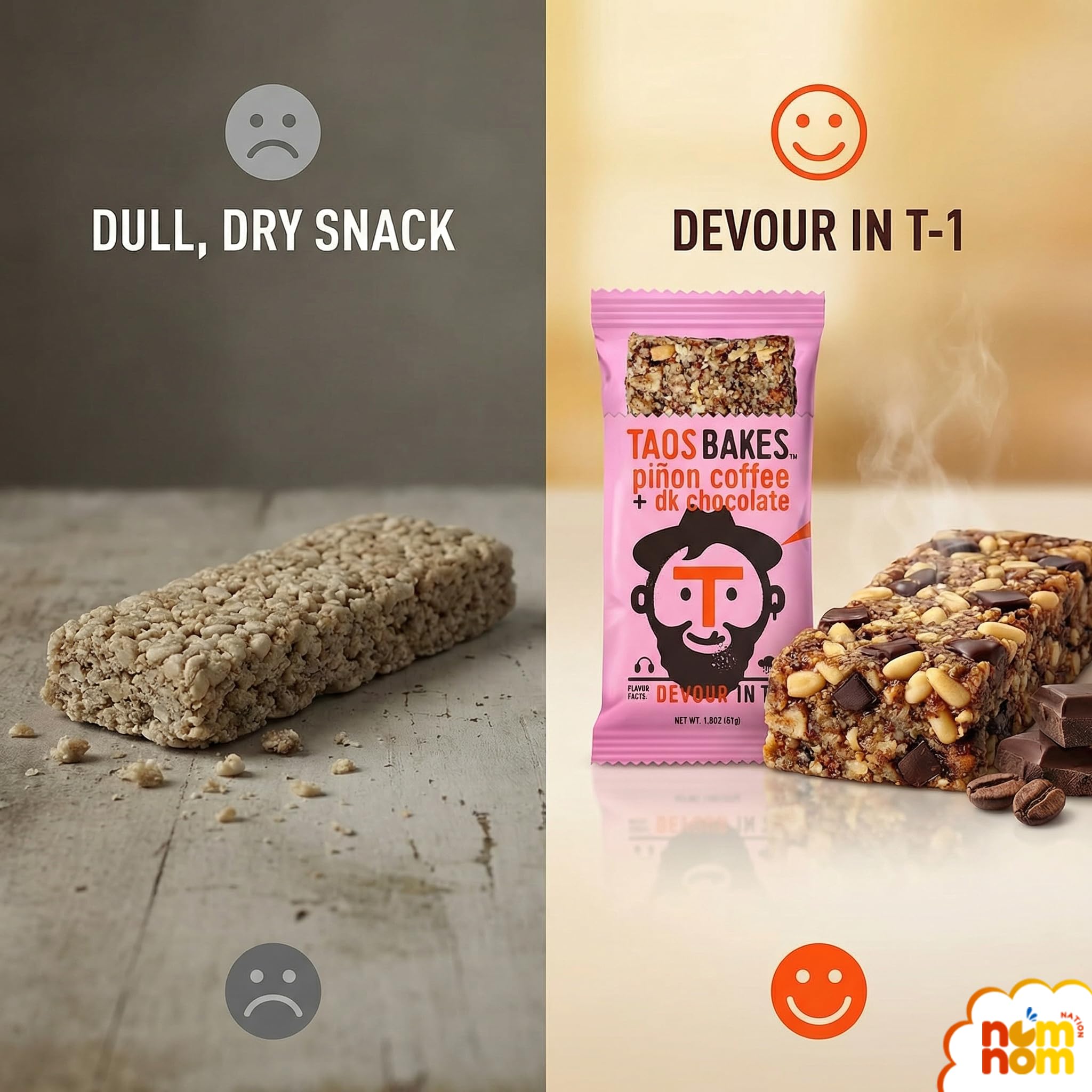 Taos Bakes Bar Pinon Coffee Dark Chocolate - 1.8 oz Granola Bar - Pack of 4 - Chocolate Granola Bars for On the Go - Kids Granola Bars and Bars Kids
