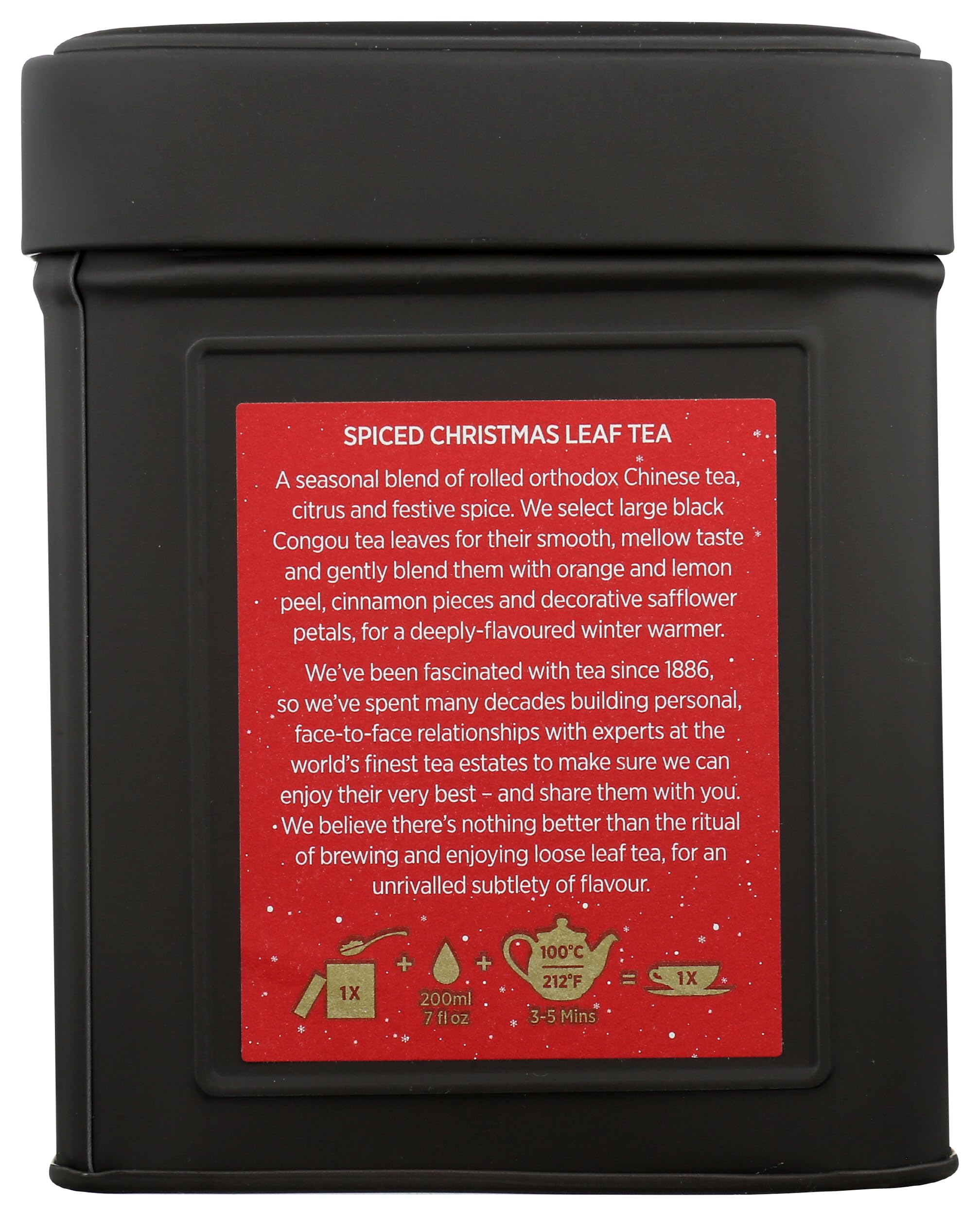 Taylors of Harrogate Spiced Christmas, Holiday Black Tea, Loose Leaf, 4.41 Ounce Tin Caddy, Deep, Festive and Spiced, Caffeinated, Premium Whole Leaf