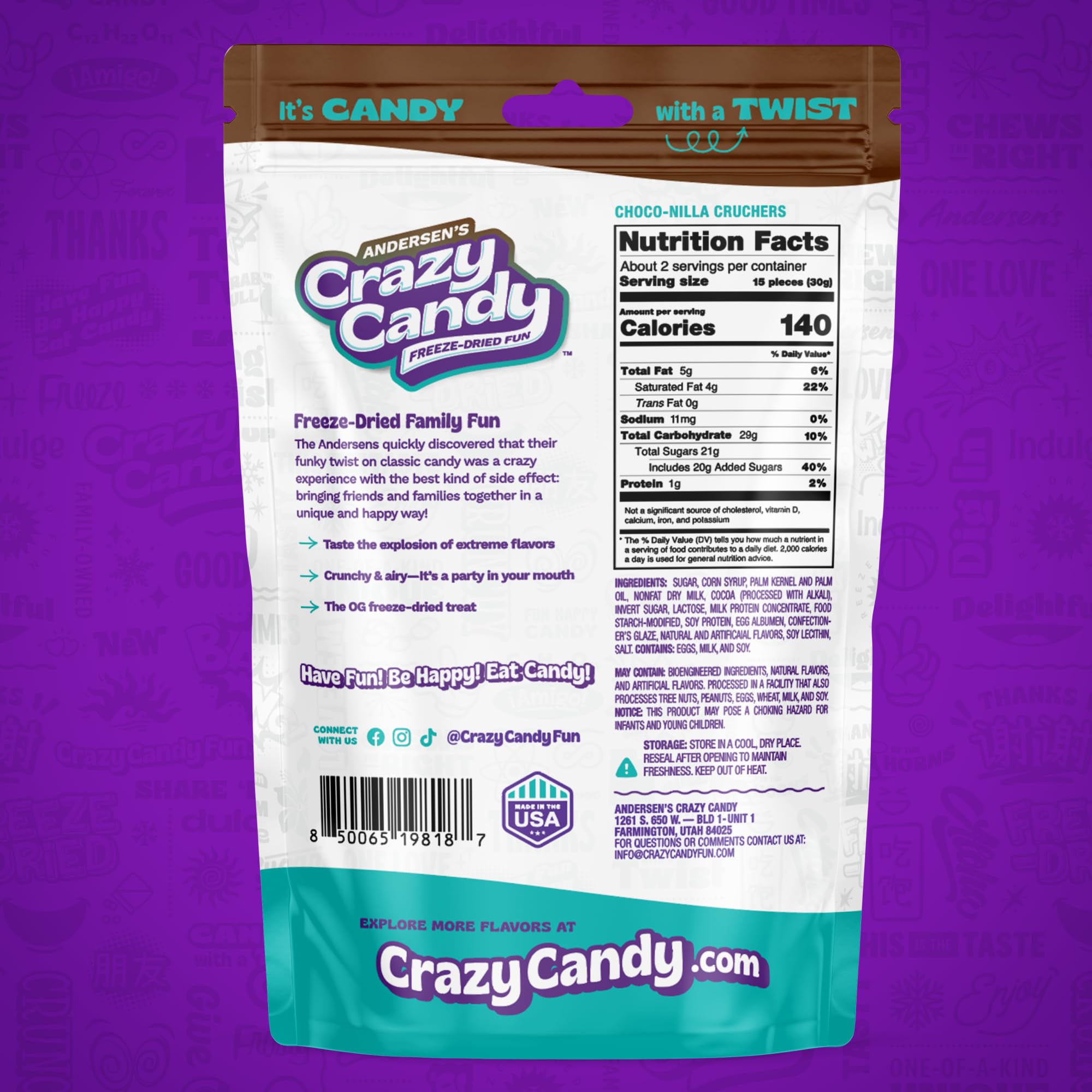 Freeze Dried Charleston Chew Vanilla Nougat, Crazy Candy Choco-Nilla Crunch - Chocolate Covered Crispy Candy