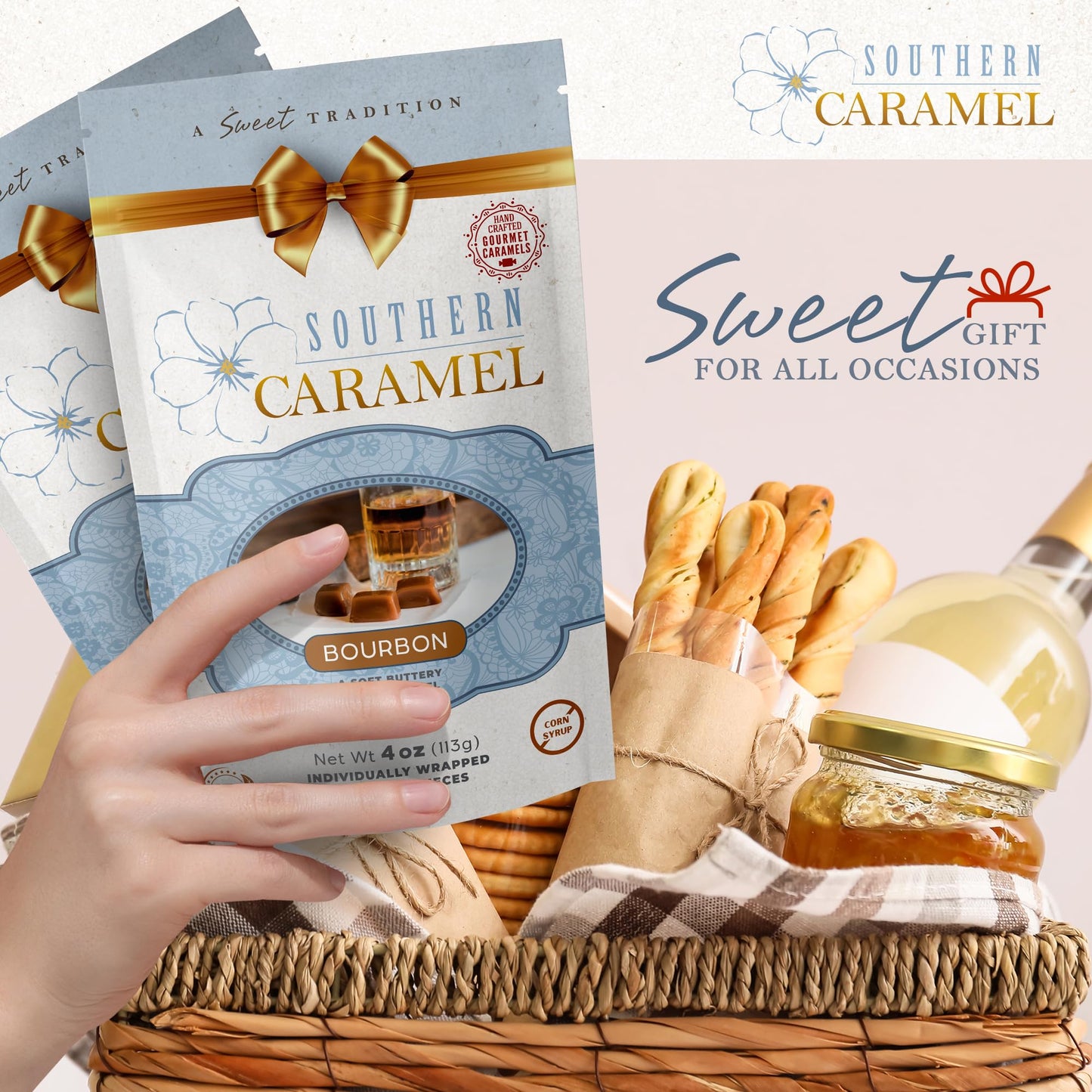 Southern Caramel Gourmet Caramel Bundle, Bold Coffee & Smooth Bourbon, Rich Buttery Caramels, Handcrafted, Small Batch, Gluten Free, No Corn Syrup