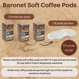 Baronet Coffee Pods [DECAF French Roast-54 Pods] Single Cup Use, Like Senseo [3 Boxes of 18 Single Serve 10 Gram] Regular Strength [Dark Decaf French