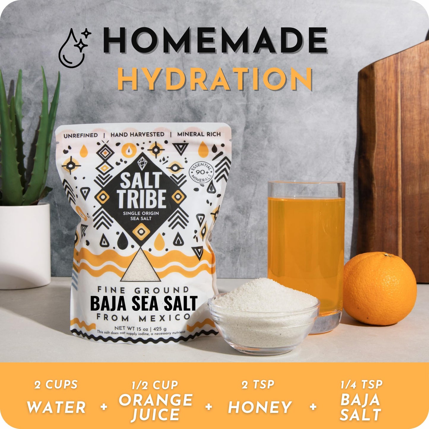 Salt Tribe™ | Baja Sea Salt | Mineral Rich | 90+ Trace Minerals | Fine Ground | Hydration Support | Sal Organica | Low Sodium | Organic & Unrefined |