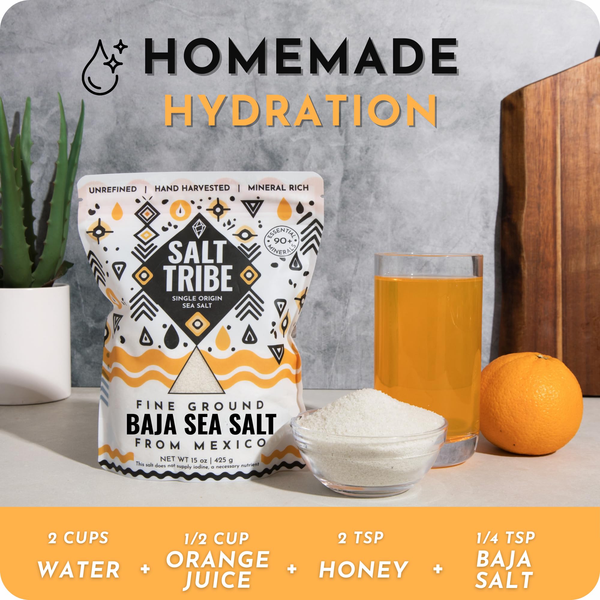 Salt Tribe™ | Baja Sea Salt | Mineral Rich | 90+ Trace Minerals | Fine Ground | Hydration Support | Sal Organica | Low Sodium | Organic & Unrefined |