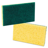 Boardwalk Scrubbing Sponge, Medium Duty, 3.6 x 6.1, 0.75" Thick, Yellow/Green, Individually Wrapped, 20/Carton