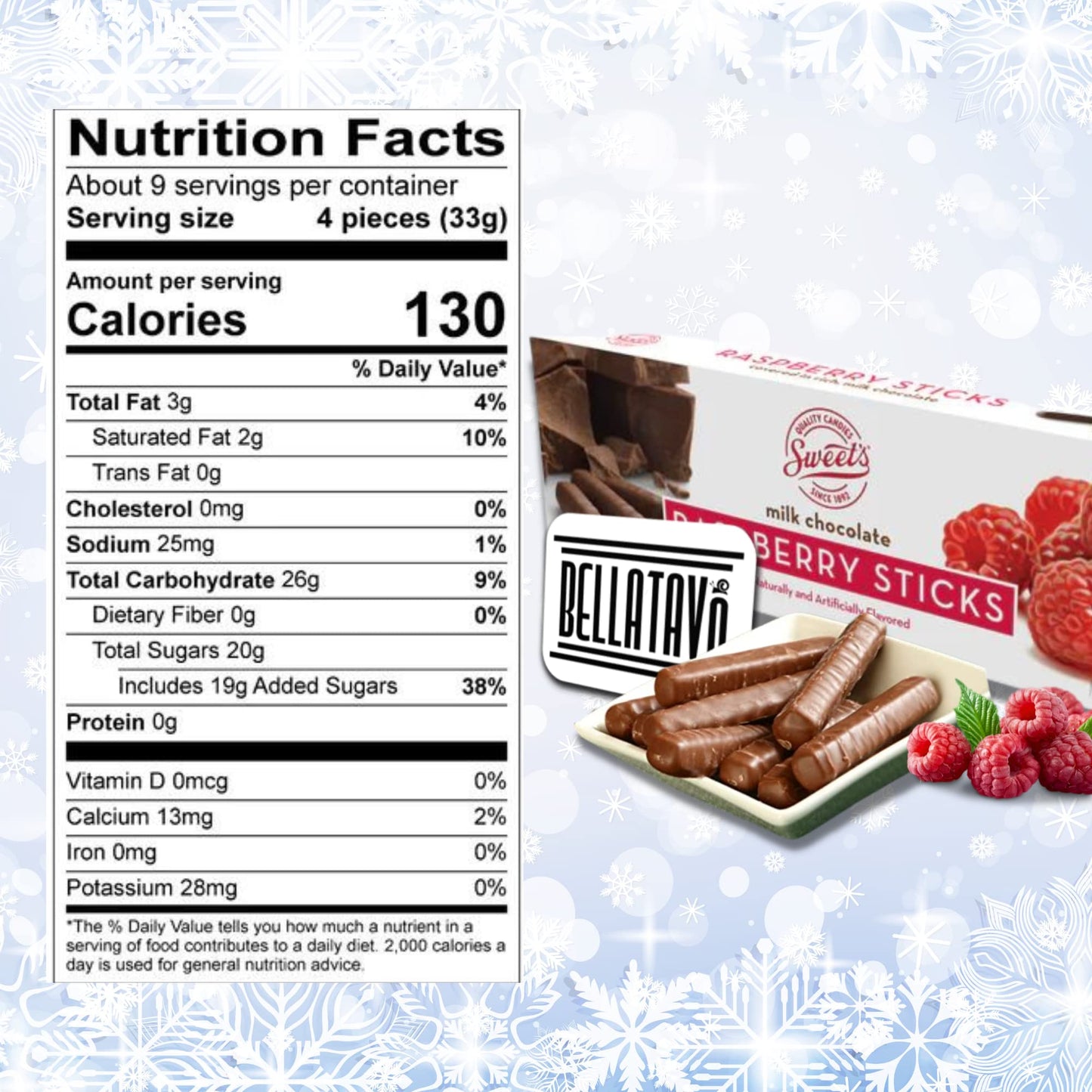Raspberry Chocolate Sticks. Includes Two Boxes of Sweets Milk Sticks and a BELLATAVO Fridge Magnet! Approximately 70 Jelly Centers Covered in