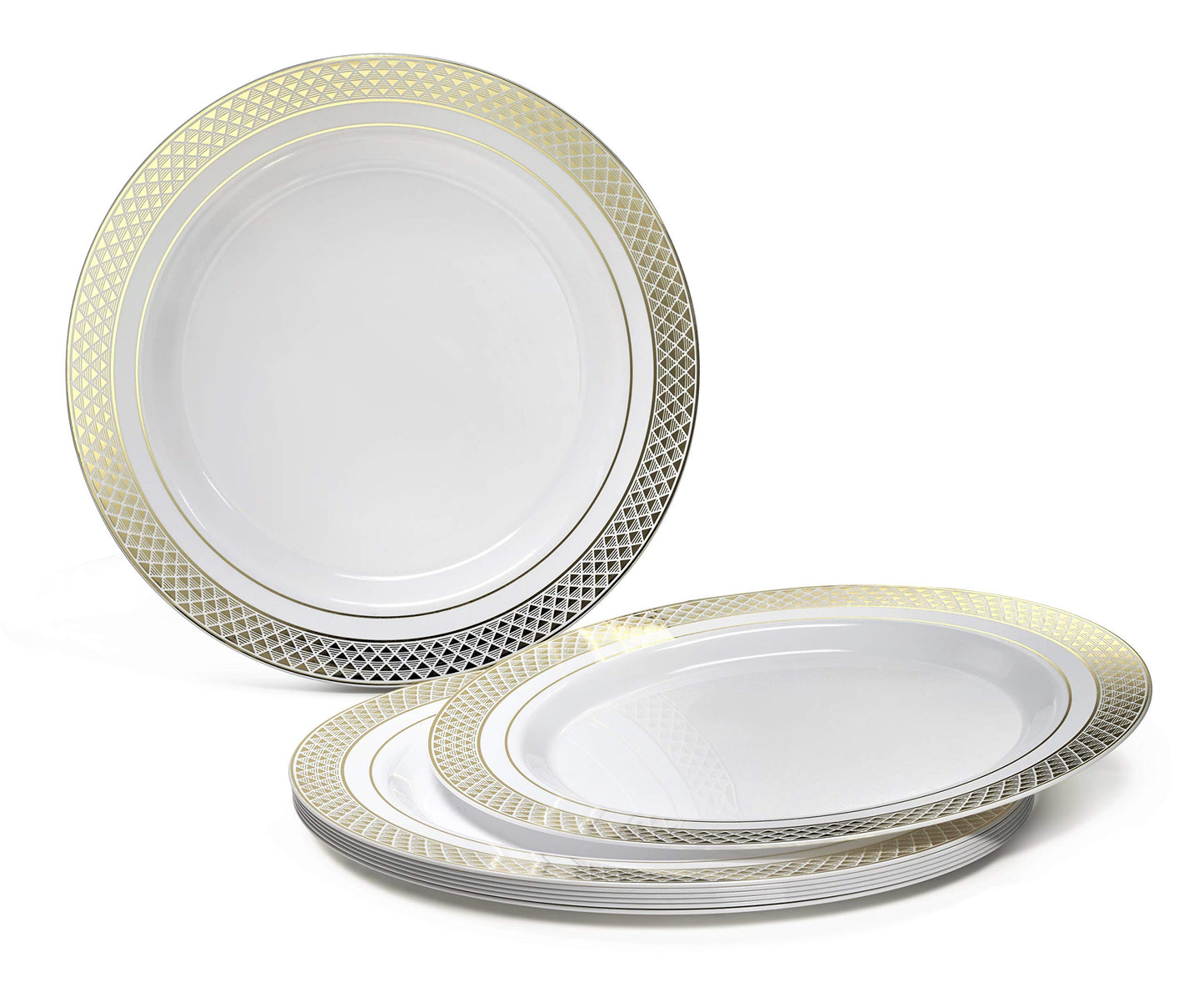 " OCCASIONS " 120 Plates Pack, Heavyweight Premium Disposable Plastic Plates Set 60 x 10.5'' Dinner + 60 x 6.25'' Dessert/Cake Plates (Celebration