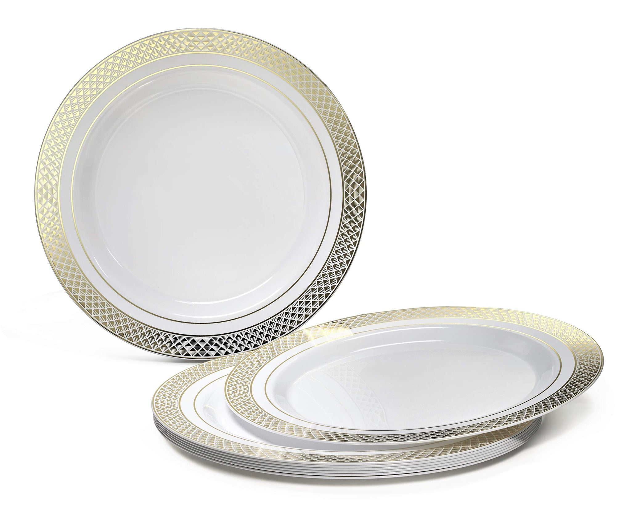 " OCCASIONS " 120 Plates Pack, Heavyweight Premium Disposable Plastic Plates Set 60 x 10.5'' Dinner + 60 x 6.25'' Dessert/Cake Plates (Celebration