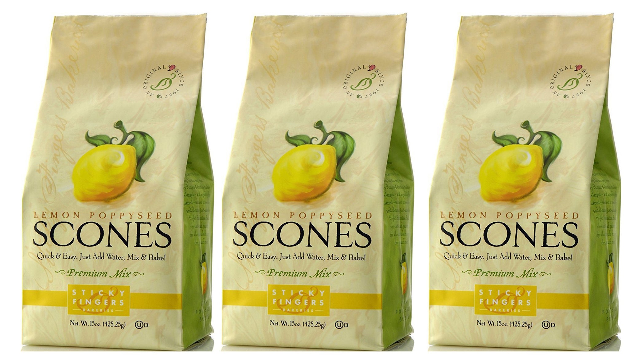 Sticky Fingers Scones Lemon Poppyseed, 15-ounces (Pack of3)