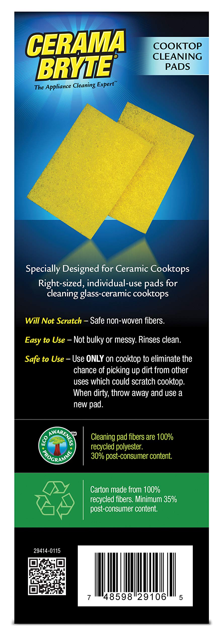 Cerama Bryte Cooktop Cleaning Pads, 10-Count 2 Pack