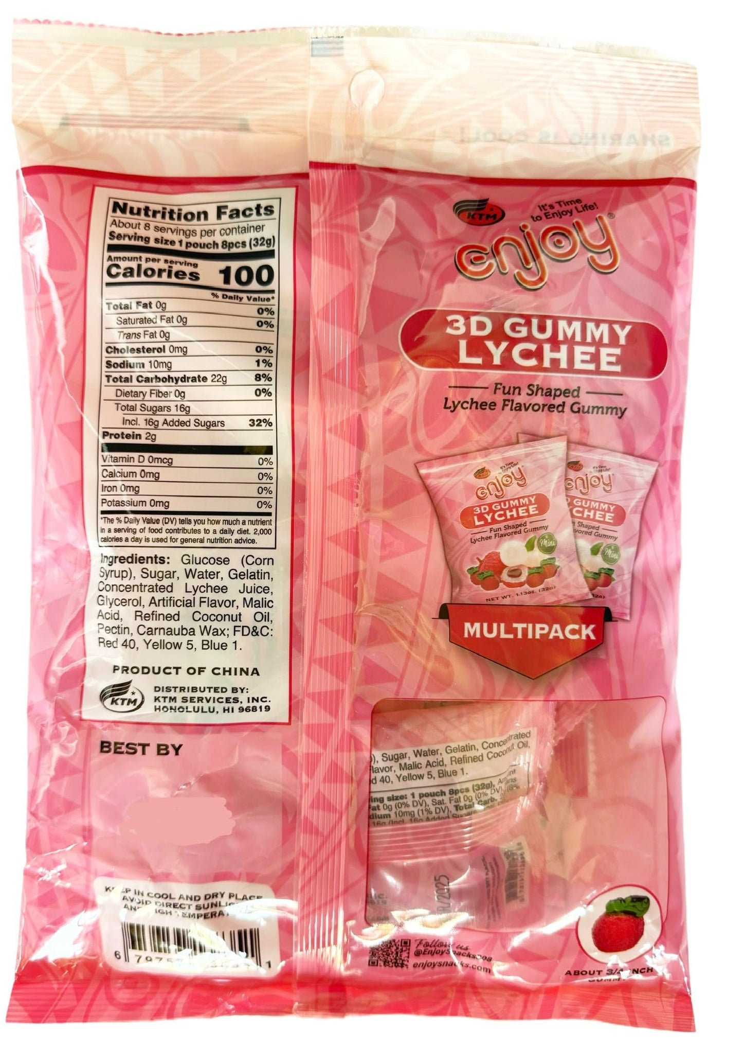 Enjoy Hawaii 3D Fun Shaped Mini Lychee Gummy Multipack