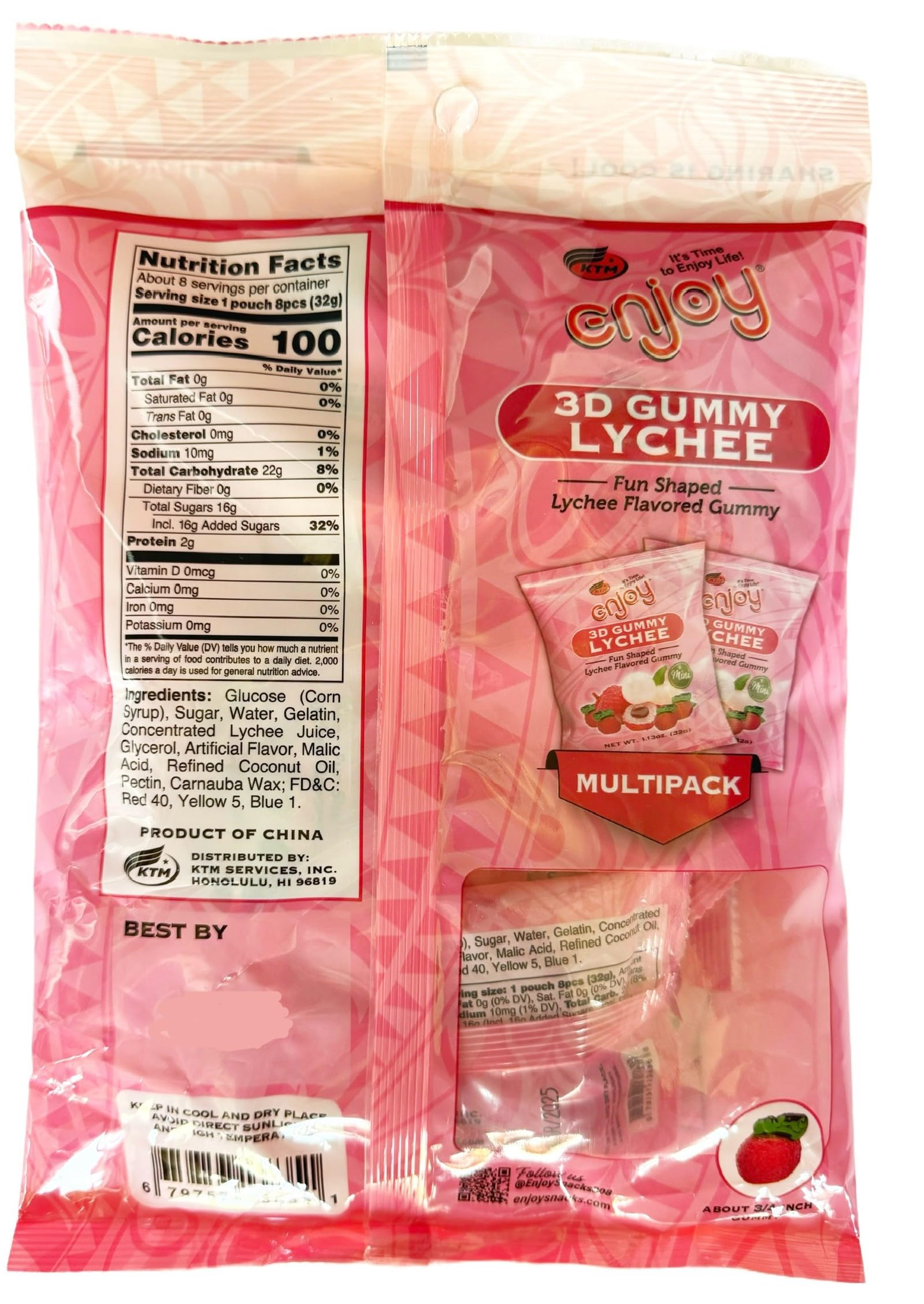 Enjoy Hawaii 3D Fun Shaped Mini Lychee Gummy Multipack