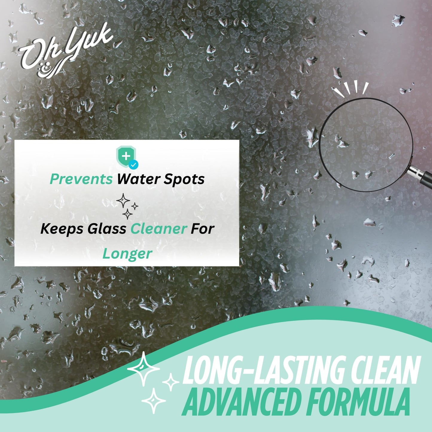 Oh Yuk Glass Cleaner Spray - 24 oz Bottle | Streak-Free Finish, Removes Water Spots, Residue & Fingerprints from Windows, Mirrors & Glass | Vegan