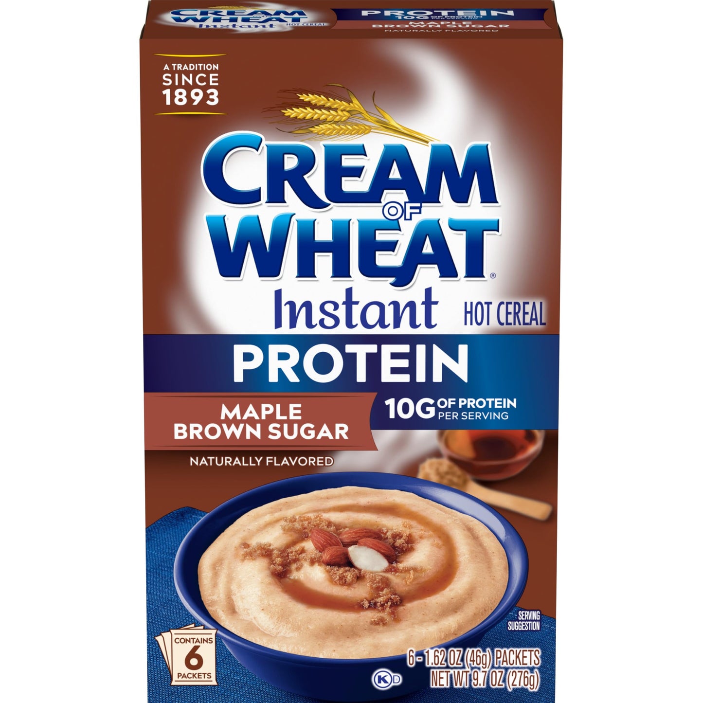 Cream of Wheat Instant High Protein Hot Cereal, Maple Brown Sugar, 1.6 Ounce, 6 Packets