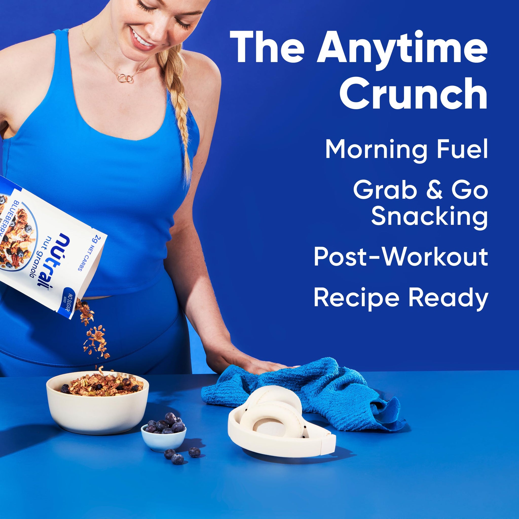 NuTrail Nut Granola Cereal, Blueberry Cinnamon, No Sugar Added, Keto, Low Carb, Gluten Free, Grain Free, Healthy Breakfast 8 oz. 1 Count