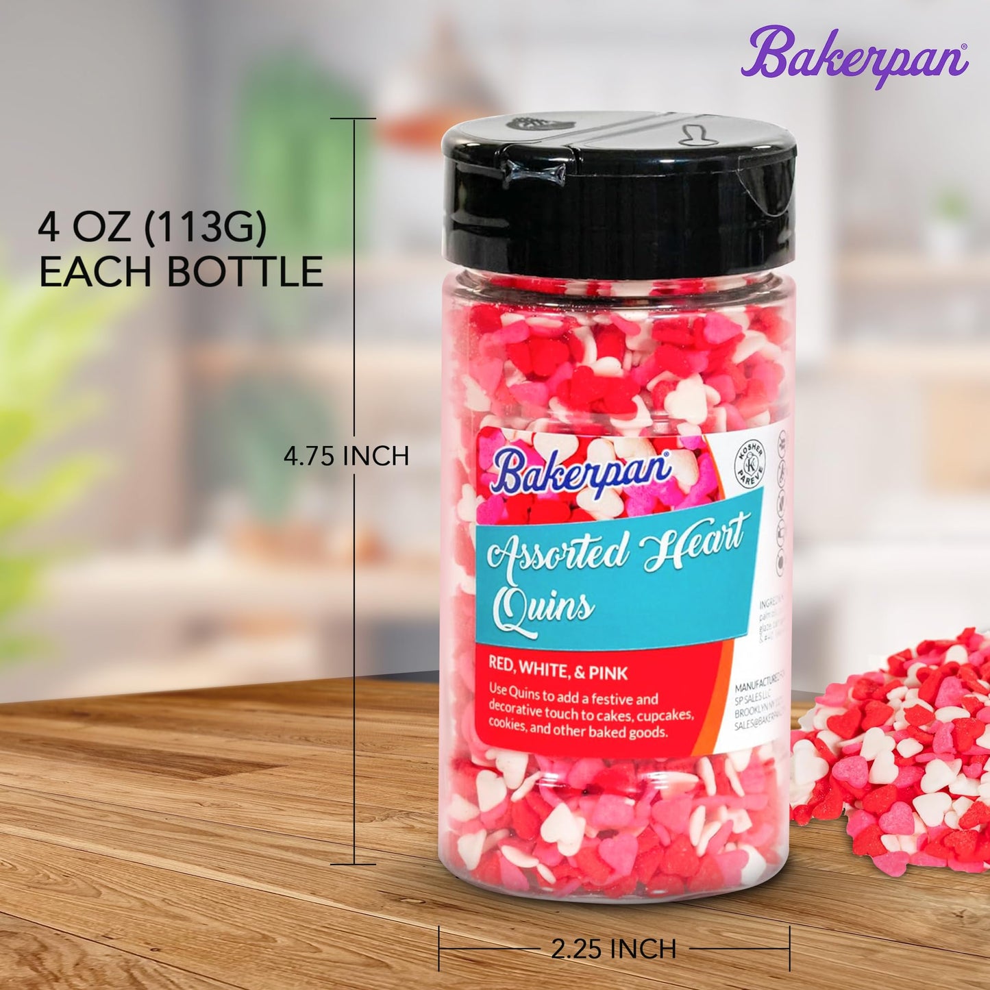 Bakerpan Quins Sprinkles for Cake Decorating - Fall Autumn Harvest Mix Confetti 4 Ounces - Thanksgiving Edible Confetti Sprinkles for Cupcakes, Ice