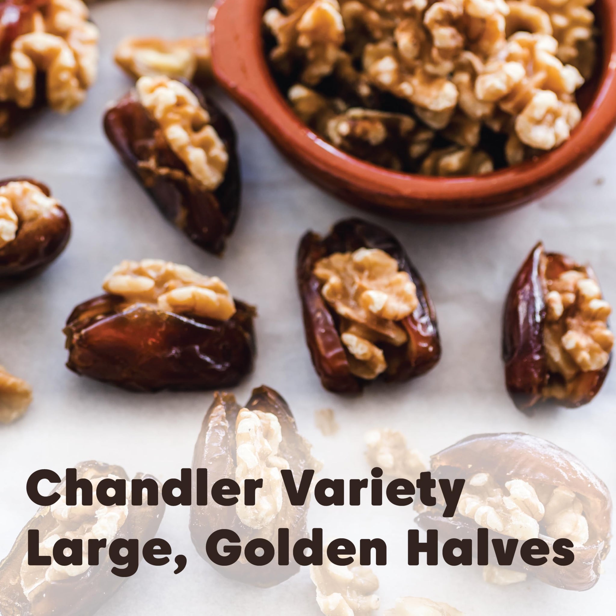 Wilderness Poets California Walnuts - Organic, Raw, Chandler Heirloom Variety - Golden, Blonde Halves, Bulk Size (32 Ounce - 2 Pound)