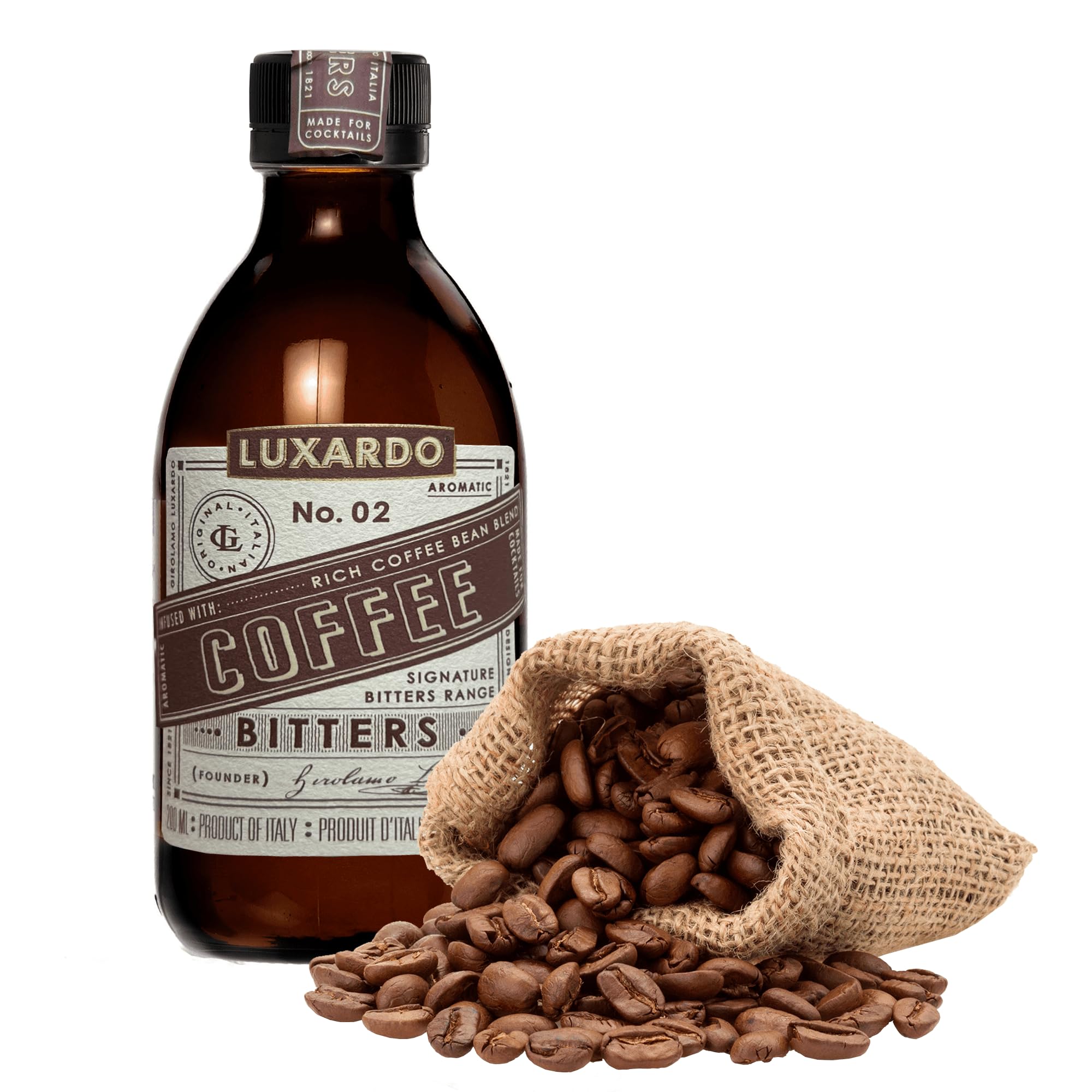 Luxardo Aromatic Infused Cocktail Bitters | Product of Italy | Versatile and Essential Ingredients for Drinks, 200 ml (Coffee)