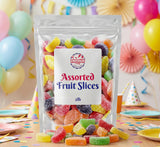 Fruit Slices Candy 2 lb Bulk Bag - Lemon Cherry Strawberry Orange Lime Flavors, Sugar Coated Jelly Treats, Soft Chewy Snacks, Party Dessert