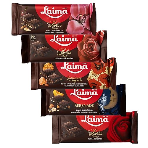 Laima Dark Chocolate Variety Pack 1, 90 g Bar (Pack of 5)