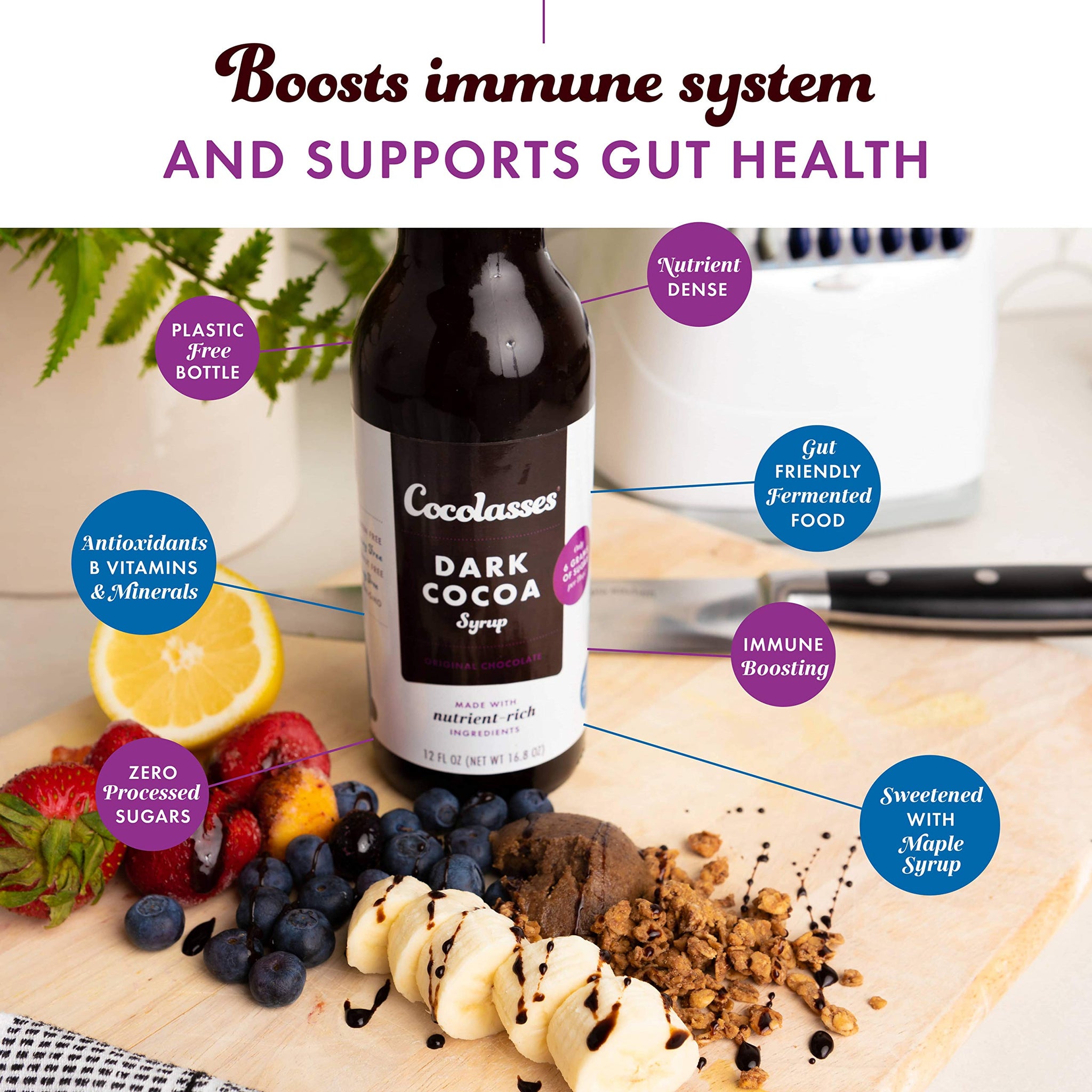 Cocolasses - Dark Cocoa Syrup, Chocolate Syrup With Real Dark Cocoa and Blackstrap Molasses, Coffee Flavoring Syrup, Original Chocolate, Pack of 4 x