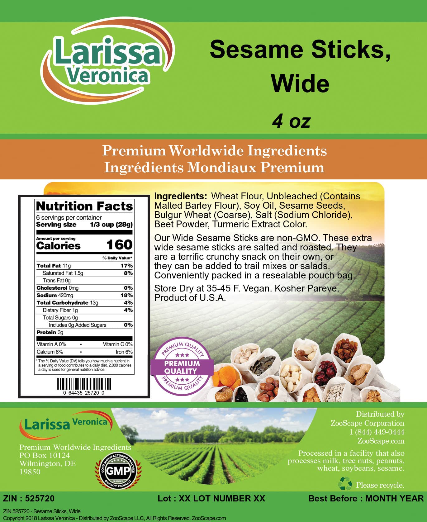 Sesame Sticks, Wide (4 oz, ZIN: 525720) - 2 Pack