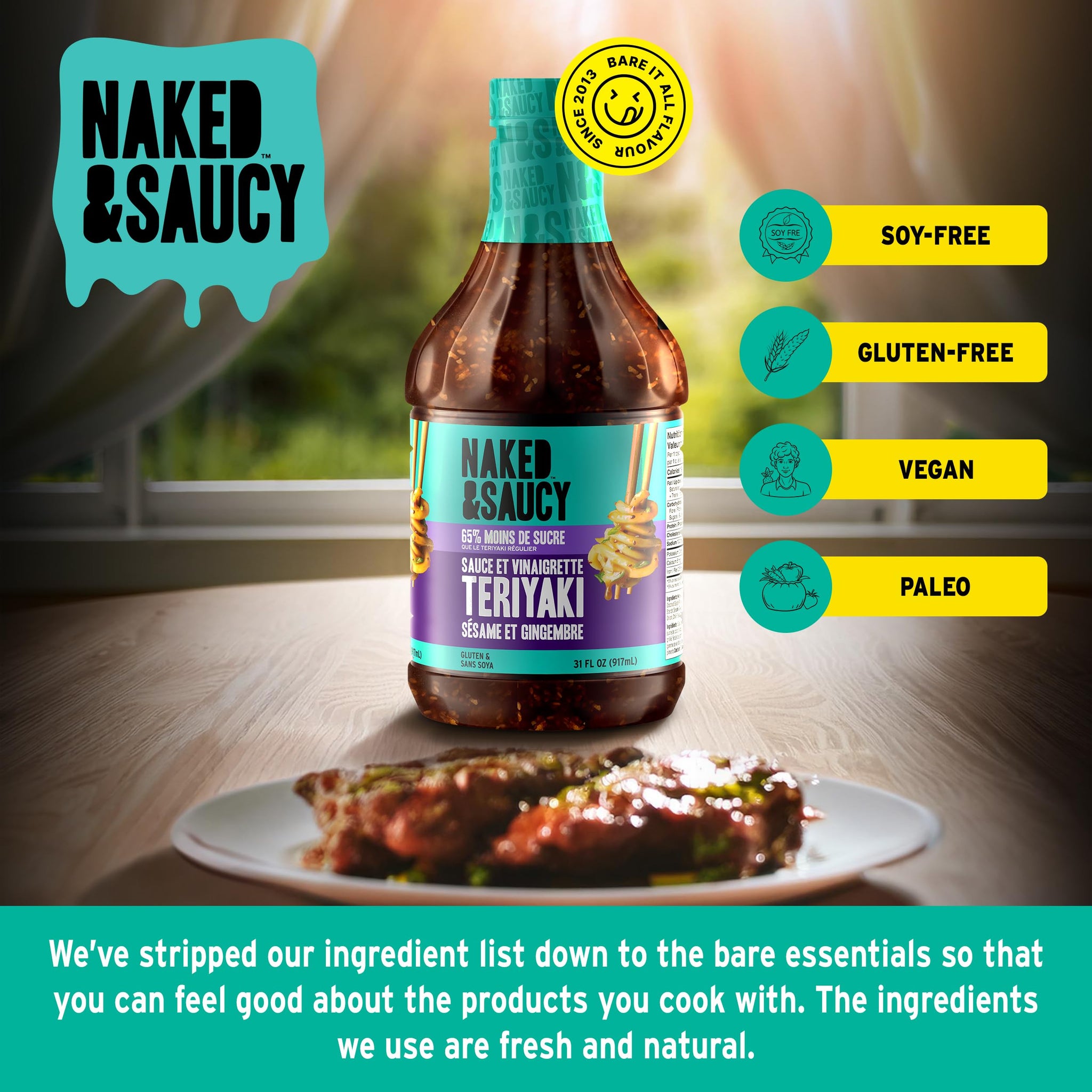 Naked & Saucy Low Sugar Teriyaki Sesame Ginger Sauce and Dressing, 31 fl oz